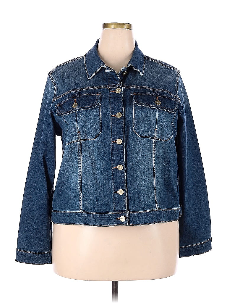 Meritage Solid Blue Denim Jacket Size X Plus Off Thredup