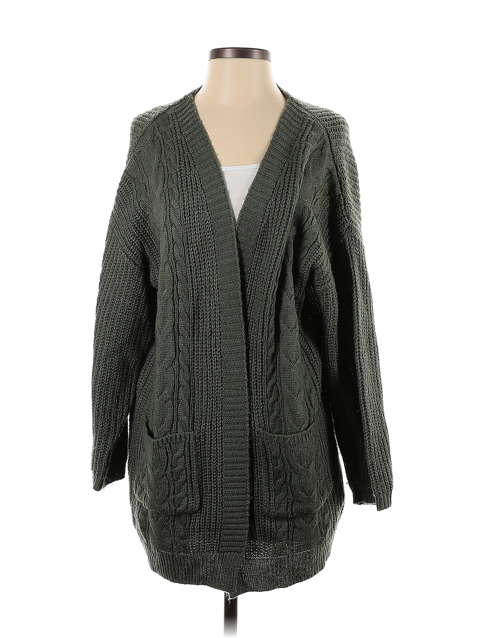 Debut Color Block Solid Green Cardigan Size Med Lg 65 Off ThredUP