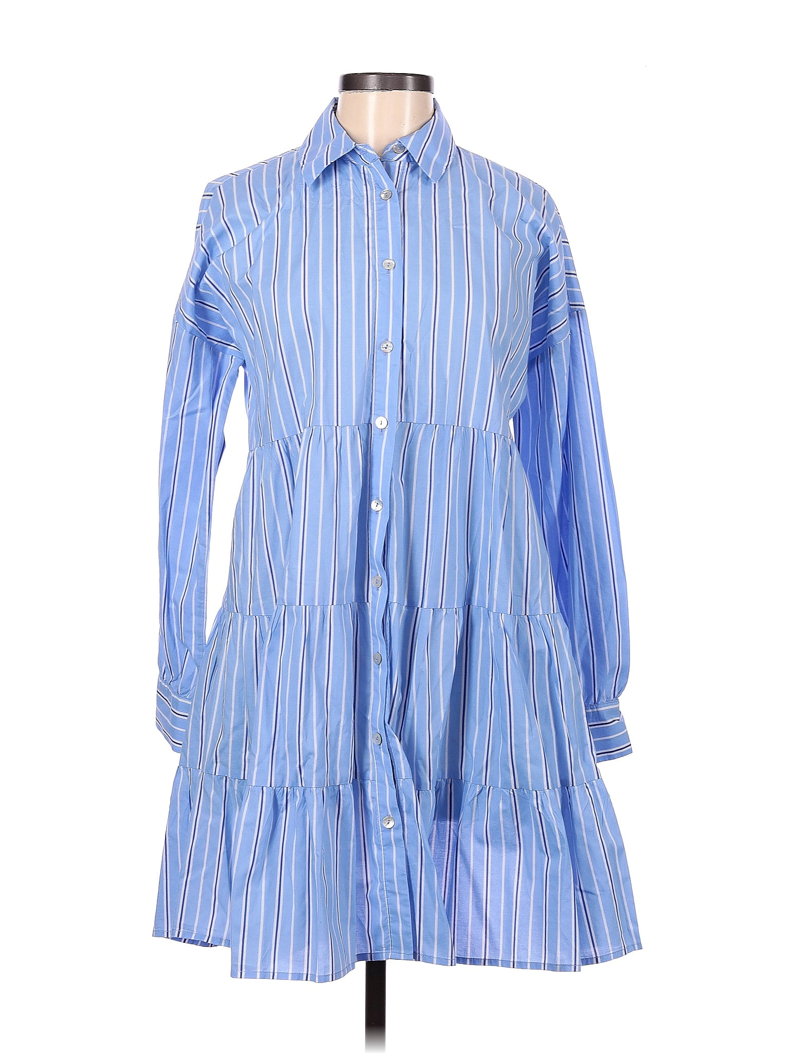 Pomander Place 100 Cotton Stripes Blue Casual Dress Size M 64 Off