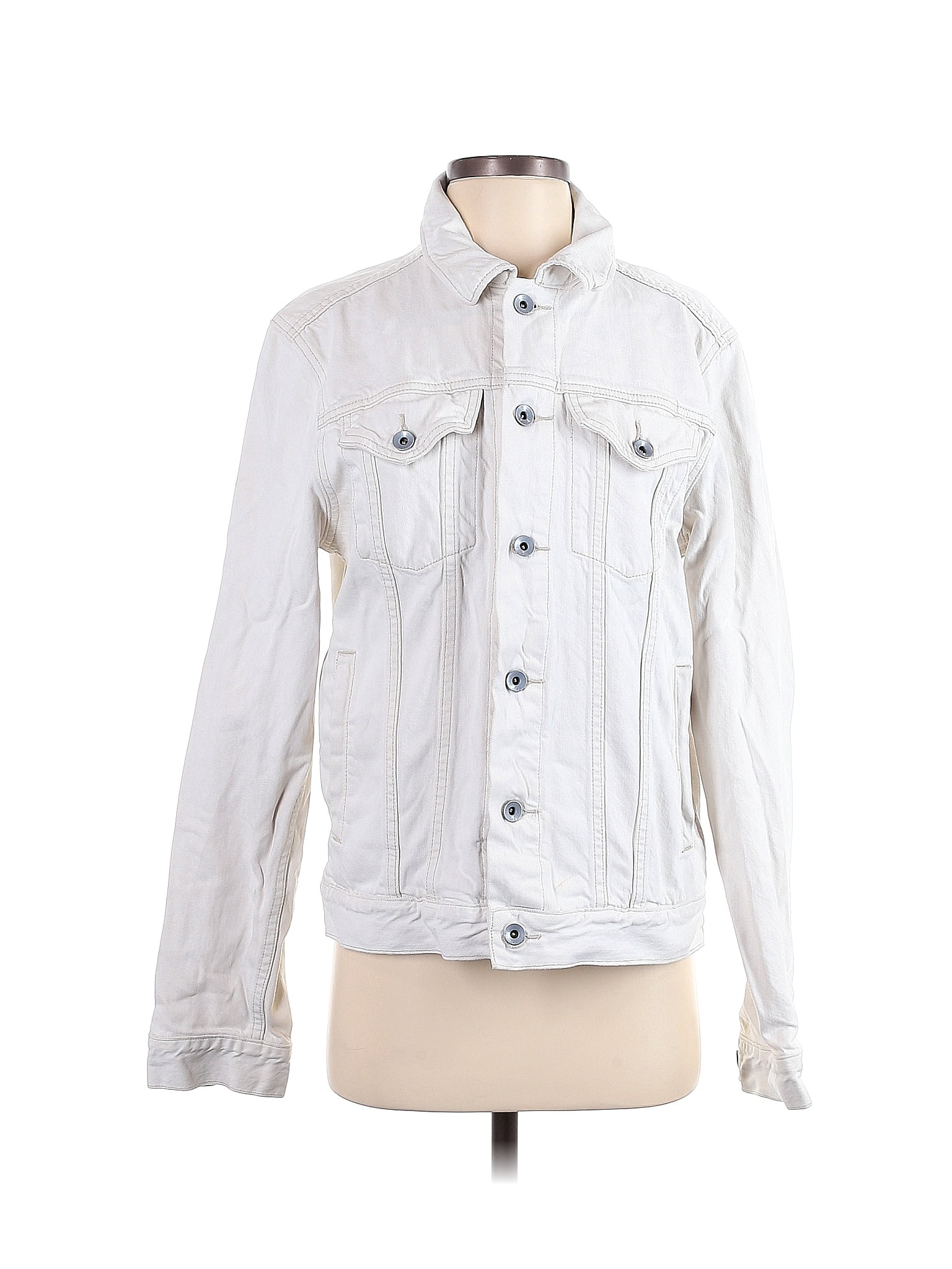 Gap Cotton Solid White Denim Jacket Size S Off Thredup