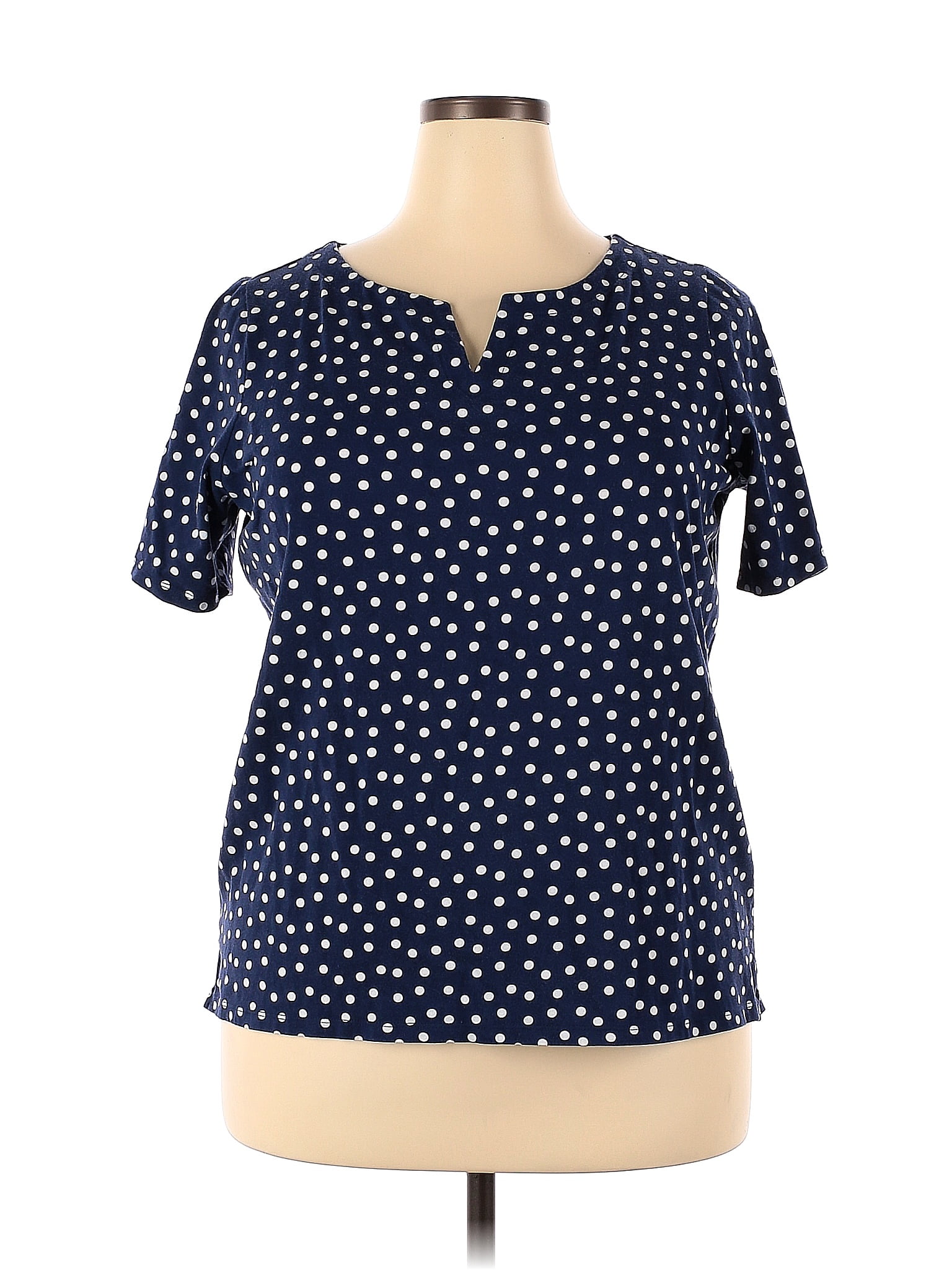 Talbots Polka Dots Blue Short Sleeve Blouse Size 18 20 Petite Plus