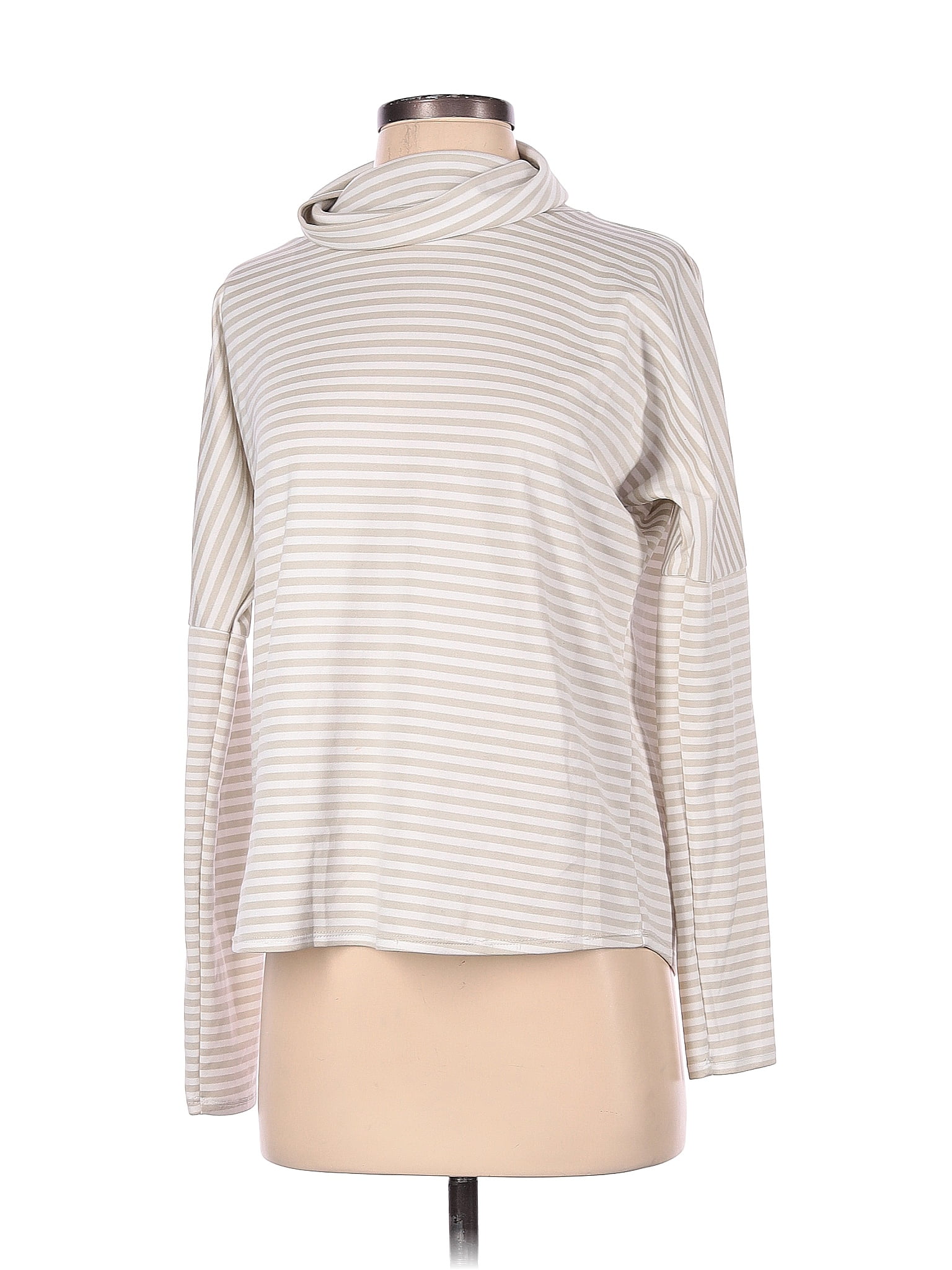 Oiselle Color Block Stripes Ivory Turtleneck Sweater Size S Off