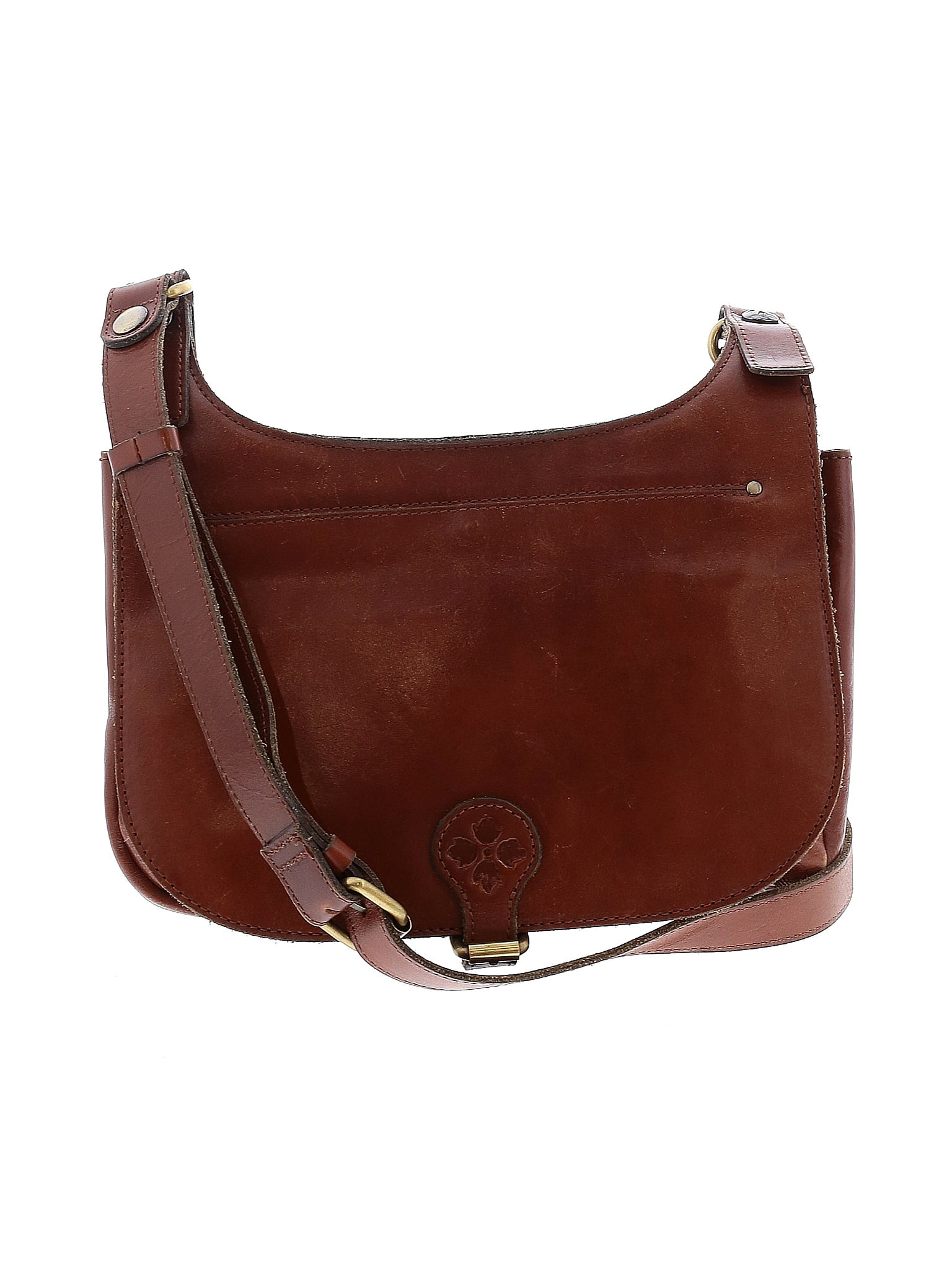 Patricia Nash 100 Leather Color Block Solid Brown Leather Crossbody