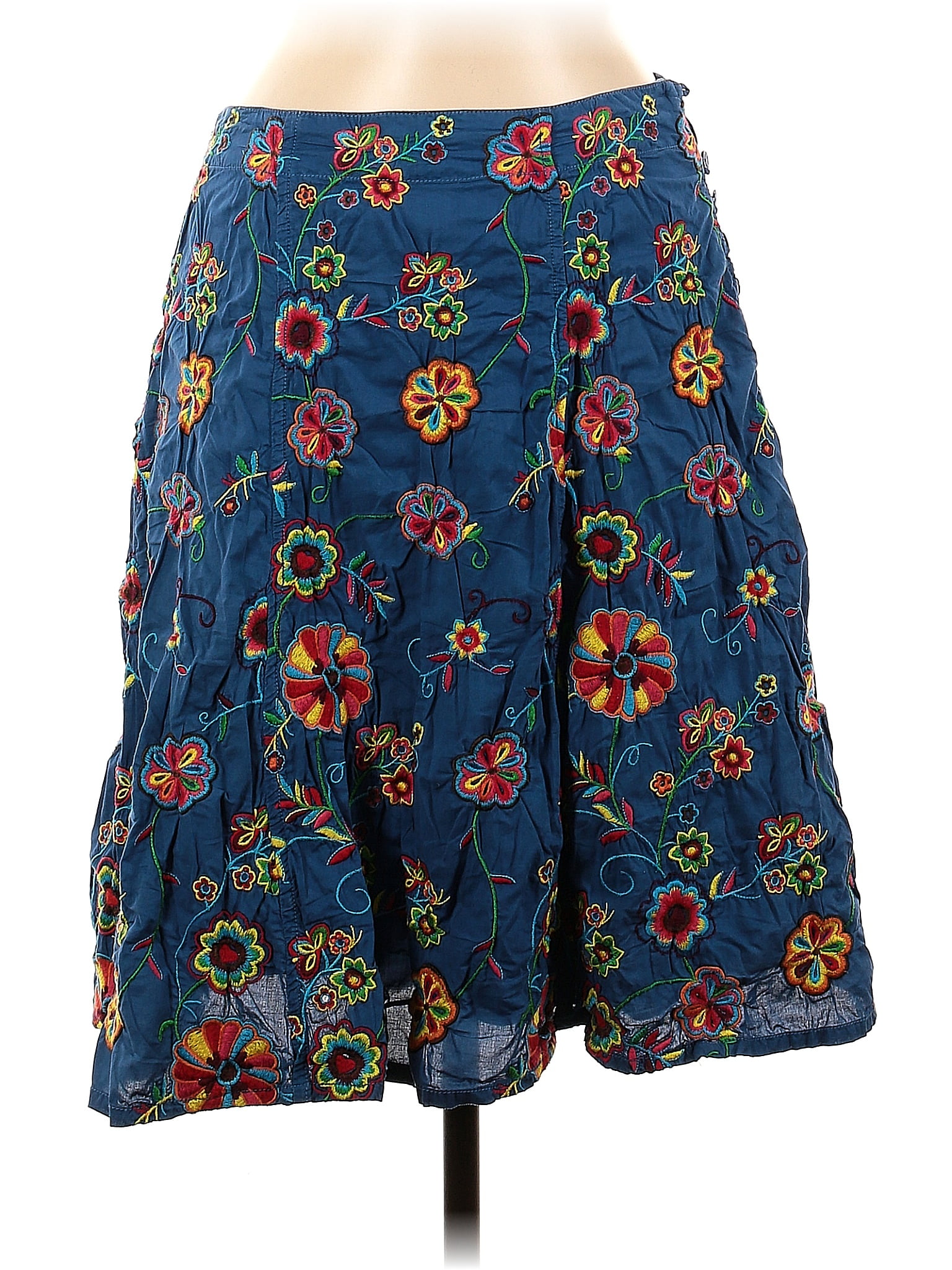 Johnny Was Cotton Floral Blue Casual Skirt Size Off Thredup