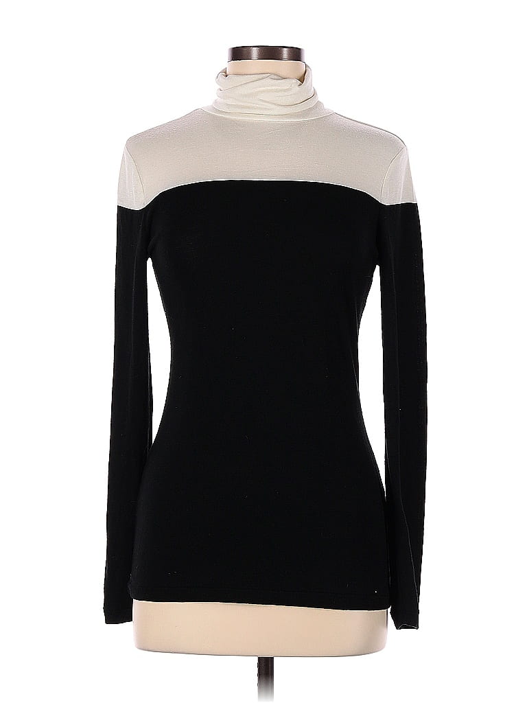 Banana Republic Color Block Solid Black Turtleneck Sweater Size M 68