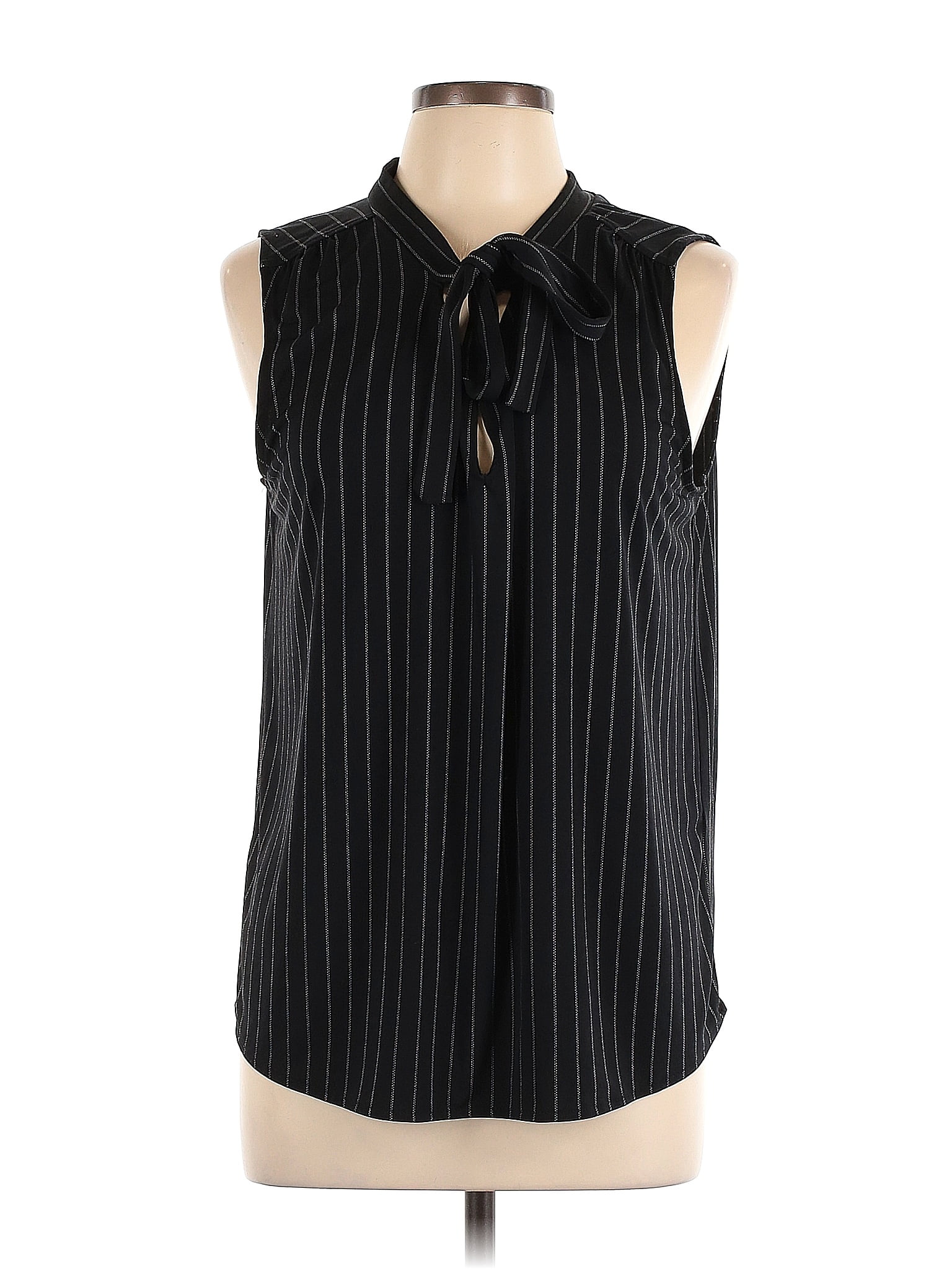 Banana Republic Factory Store Stripes Black Sleeveless Blouse Size L