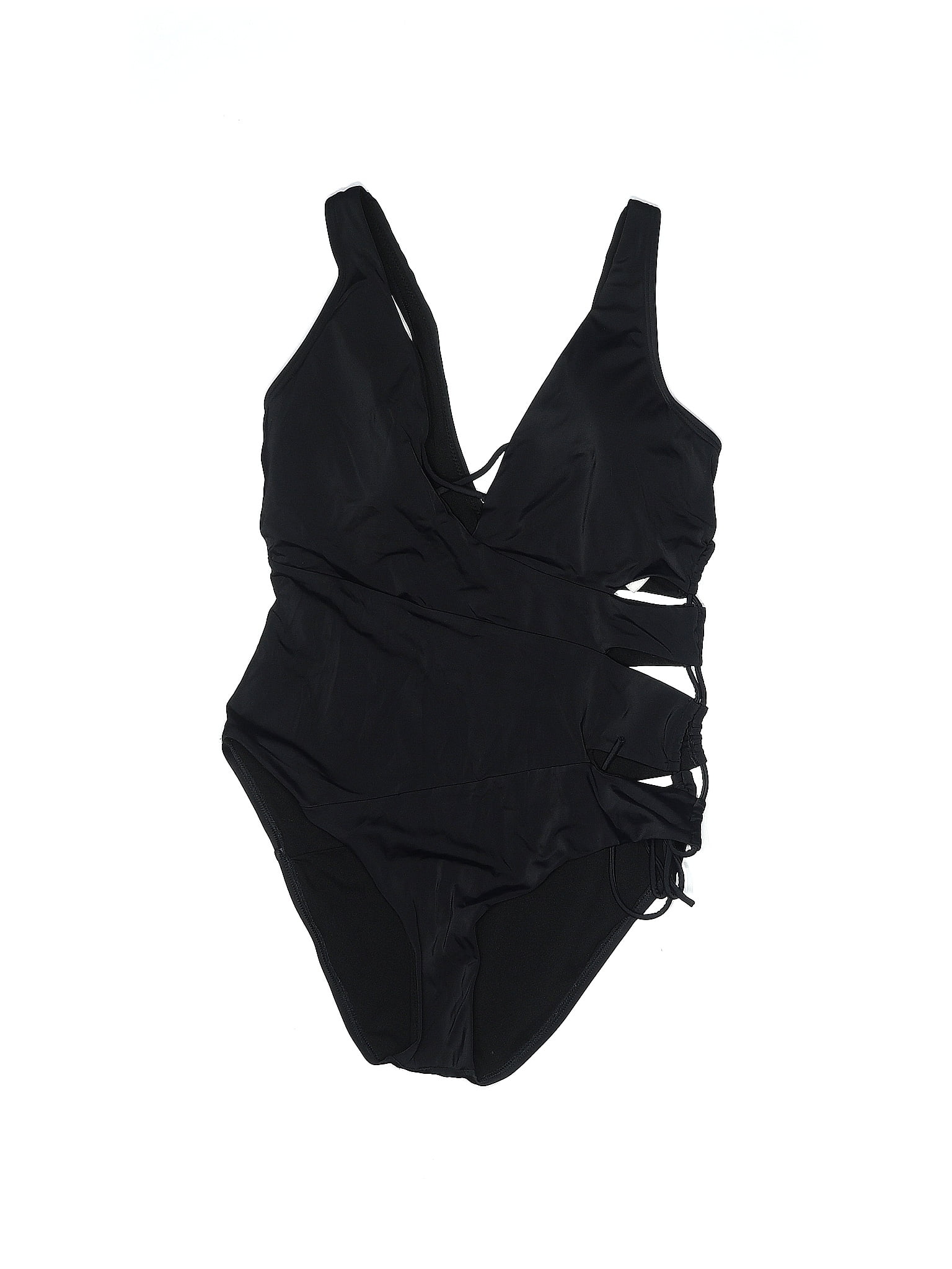 Ashley Graham X Swimsuits For All Solid Black One Piece Swimsuit Size