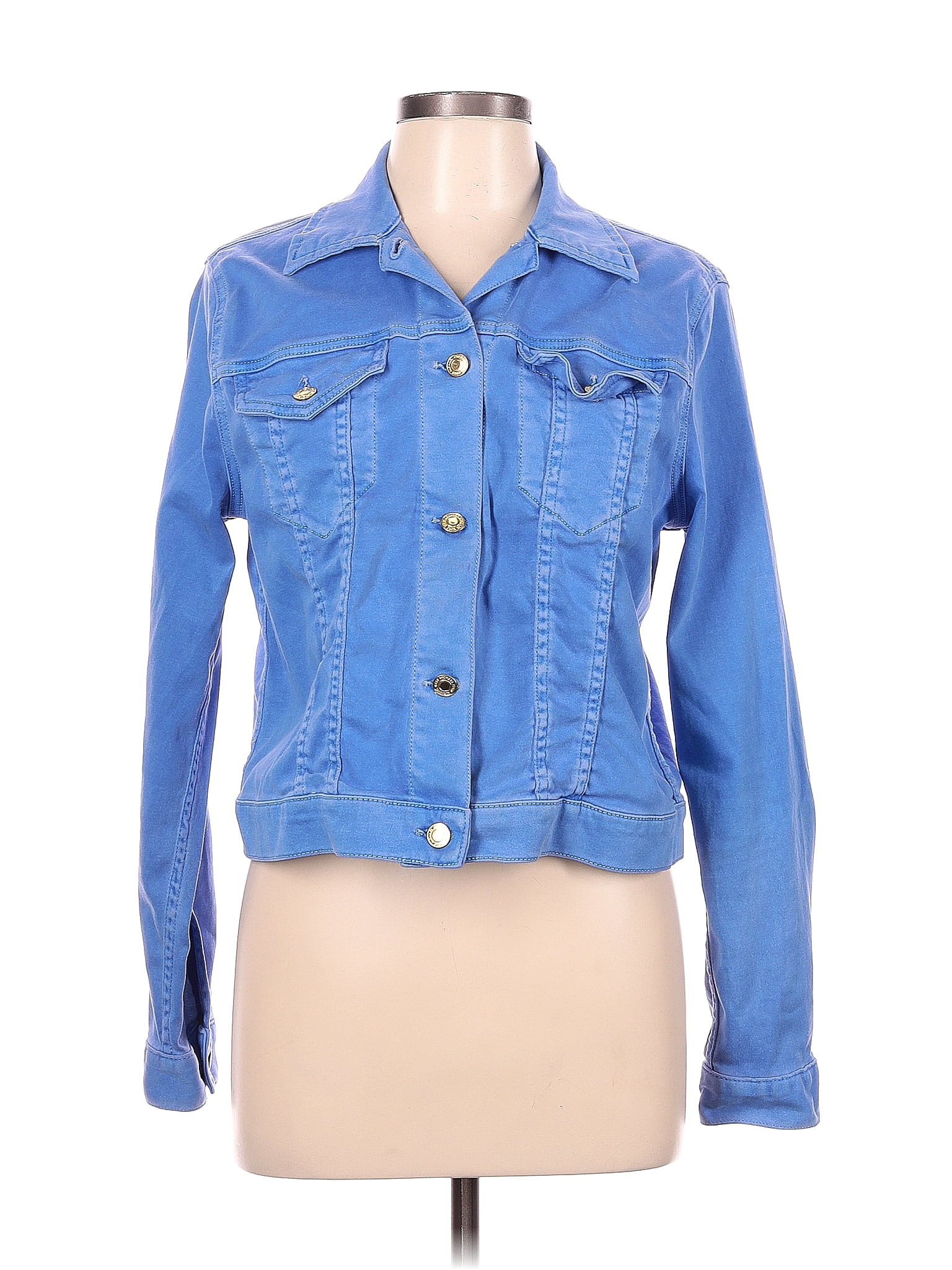 Michael Michael Kors Solid Blue Denim Jacket Size L Off Thredup