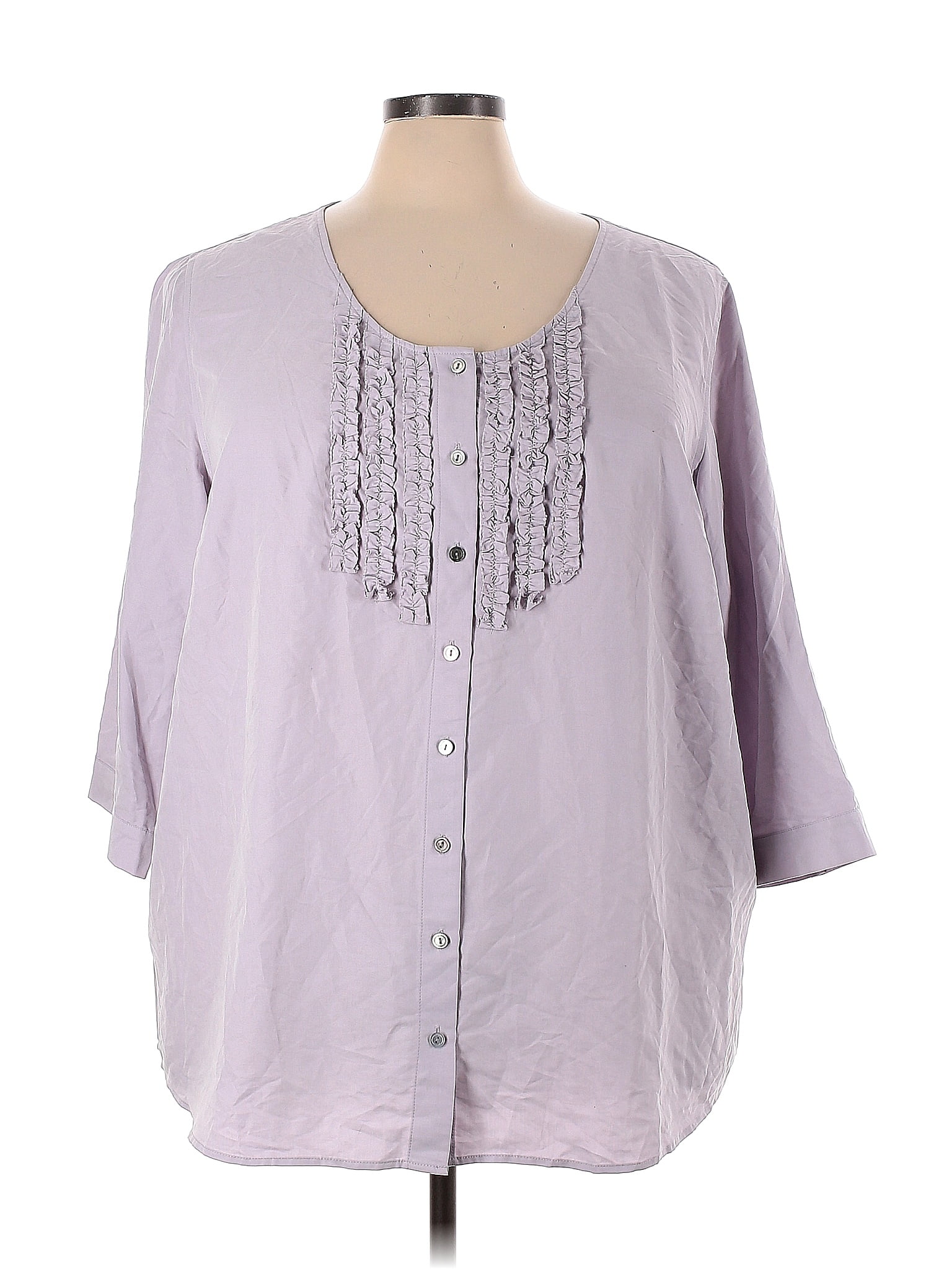 J Jill Solid Lavender Purple Long Sleeve Blouse Size 4X Plus 70