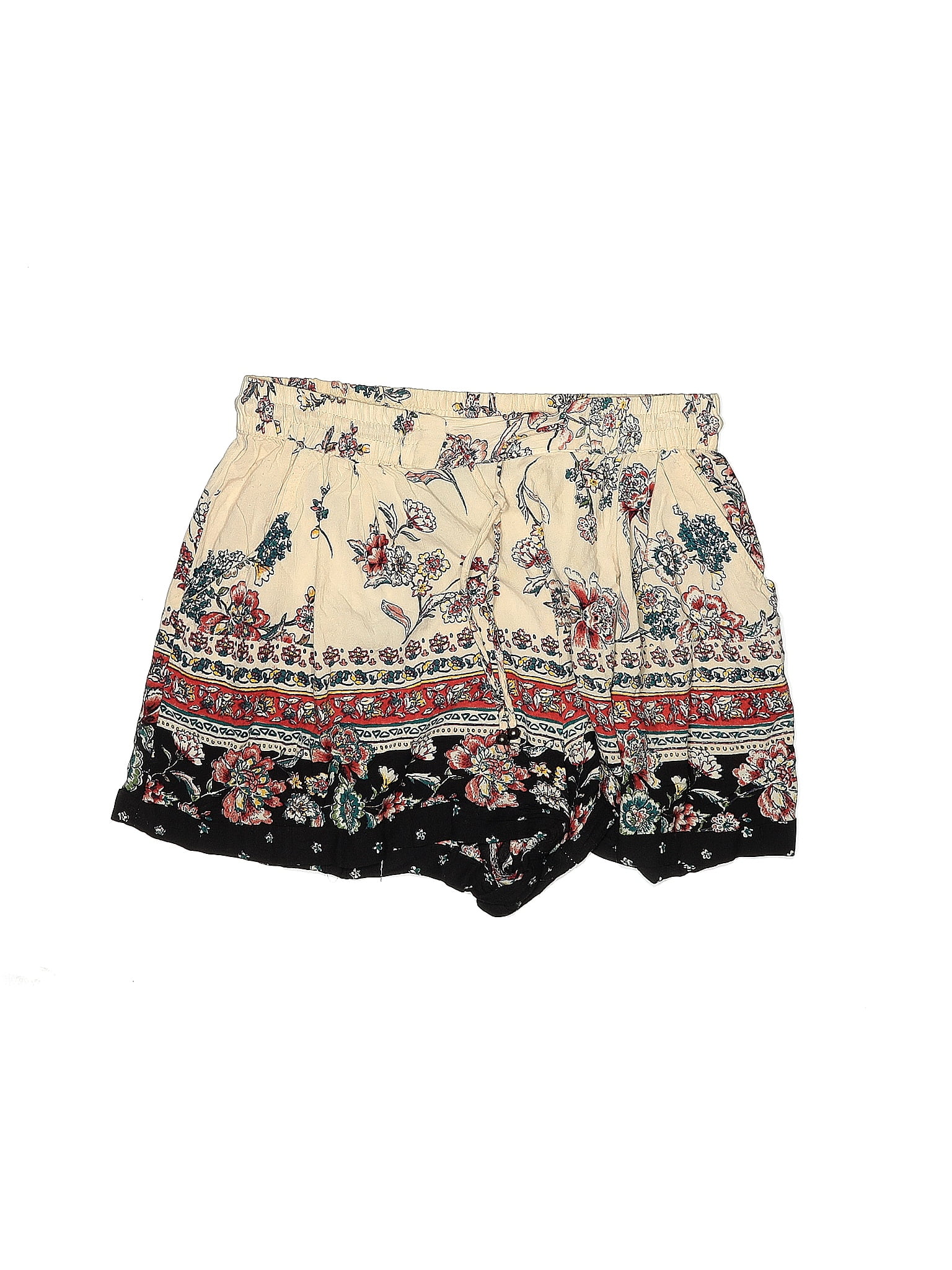 Angie Rayon Floral Multi Color Ivory Shorts Size L Off Thredup