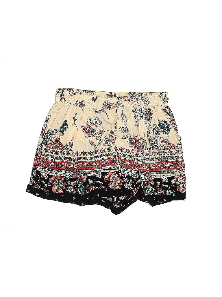 Angie Rayon Floral Multi Color Ivory Shorts Size L Off Thredup