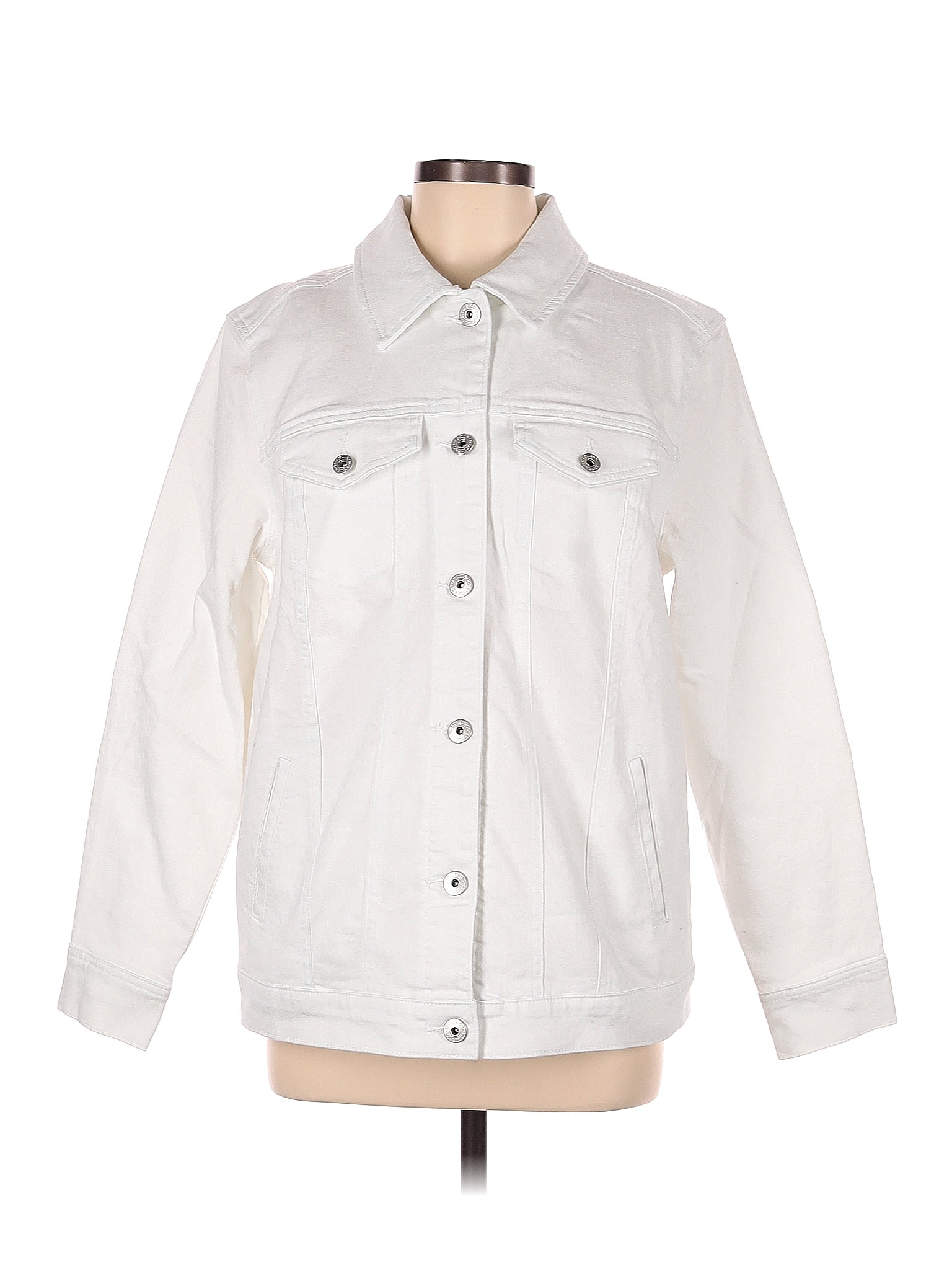 Style Co Solid White Denim Jacket Size M 63 Off ThredUP