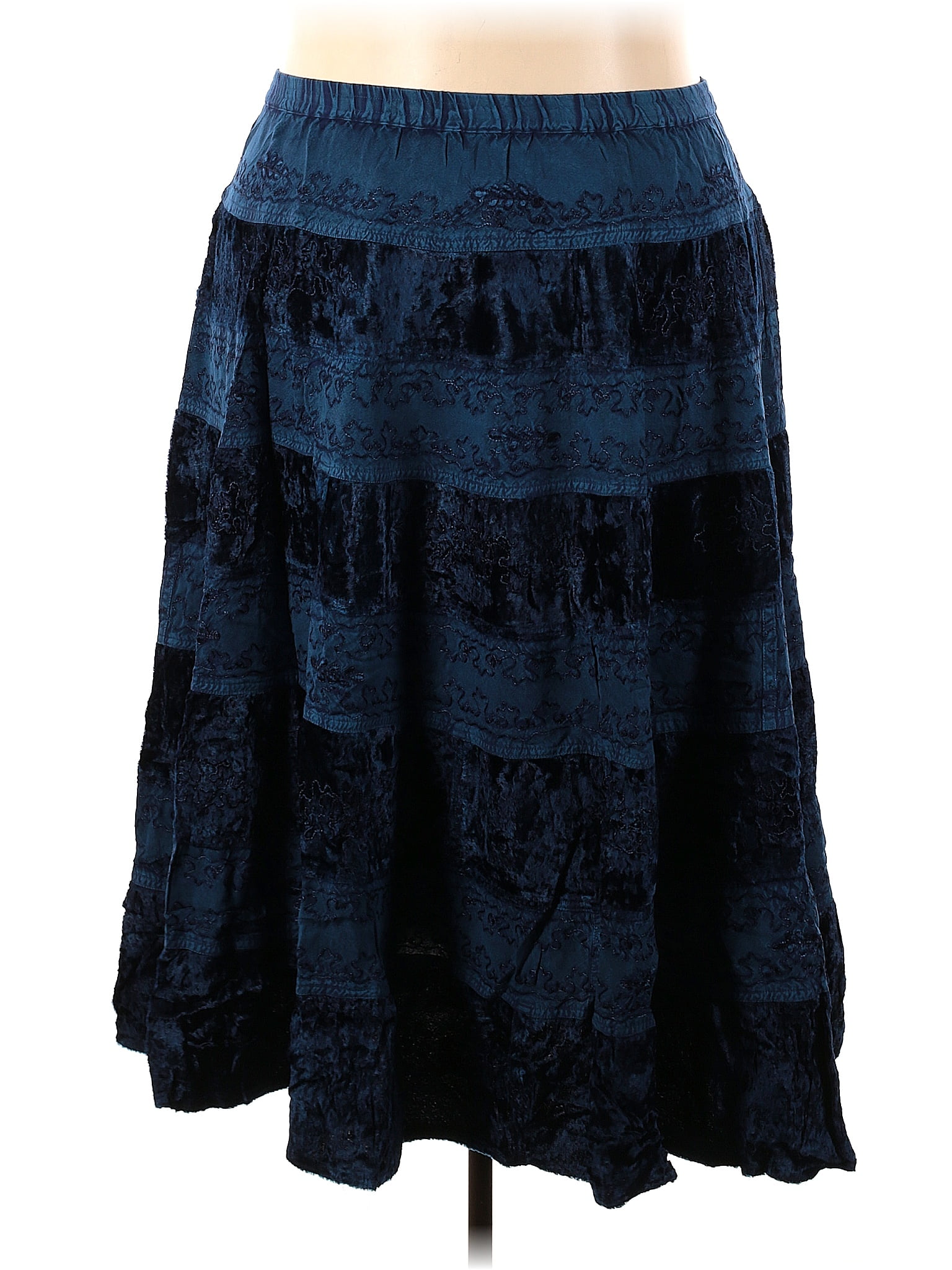 Soft Surroundings Rayon Multi Color Blue Casual Skirt Size X