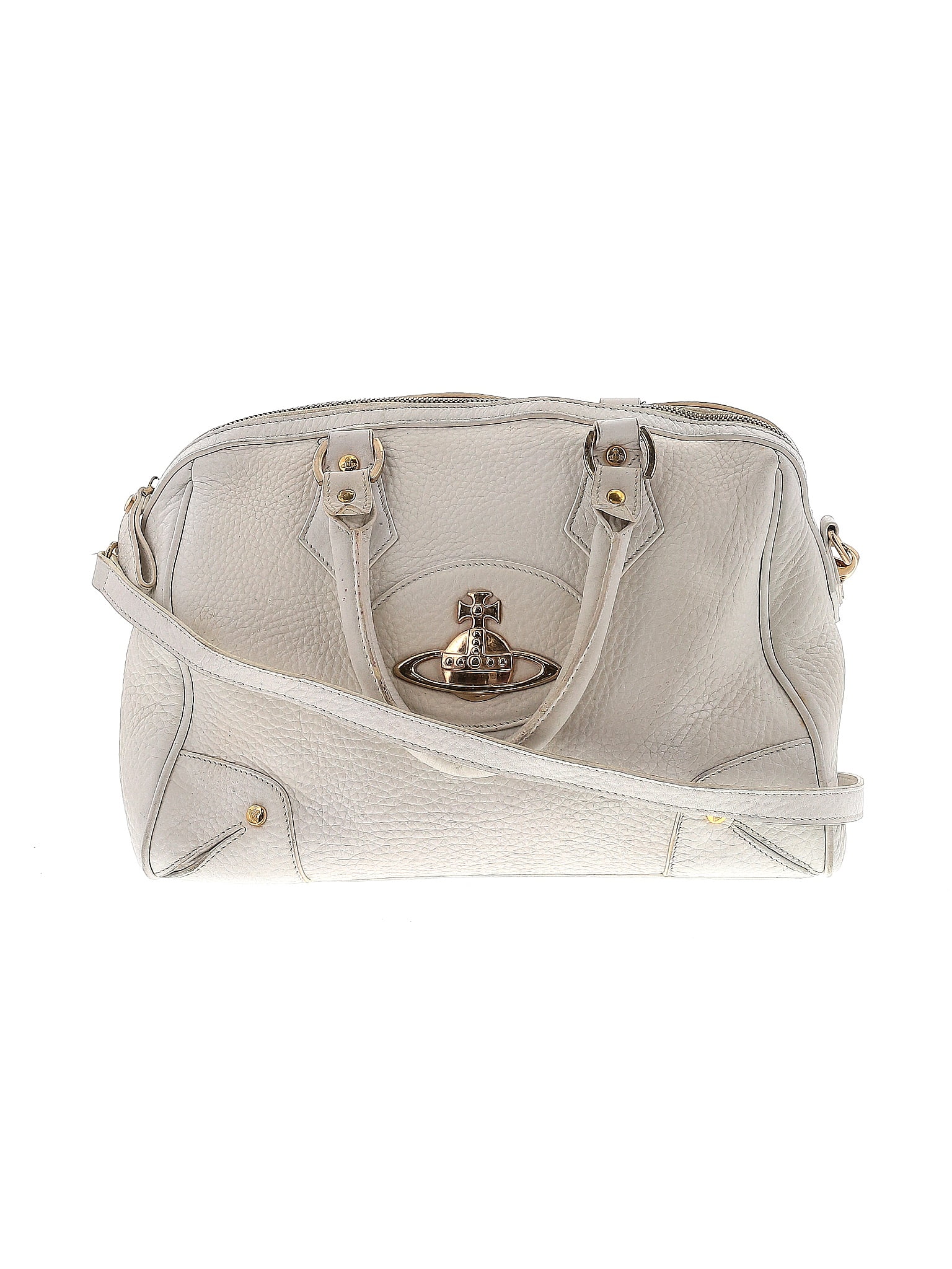 Vivienne Westwood 100 Leather Solid Ivory Leather Satchel One Size