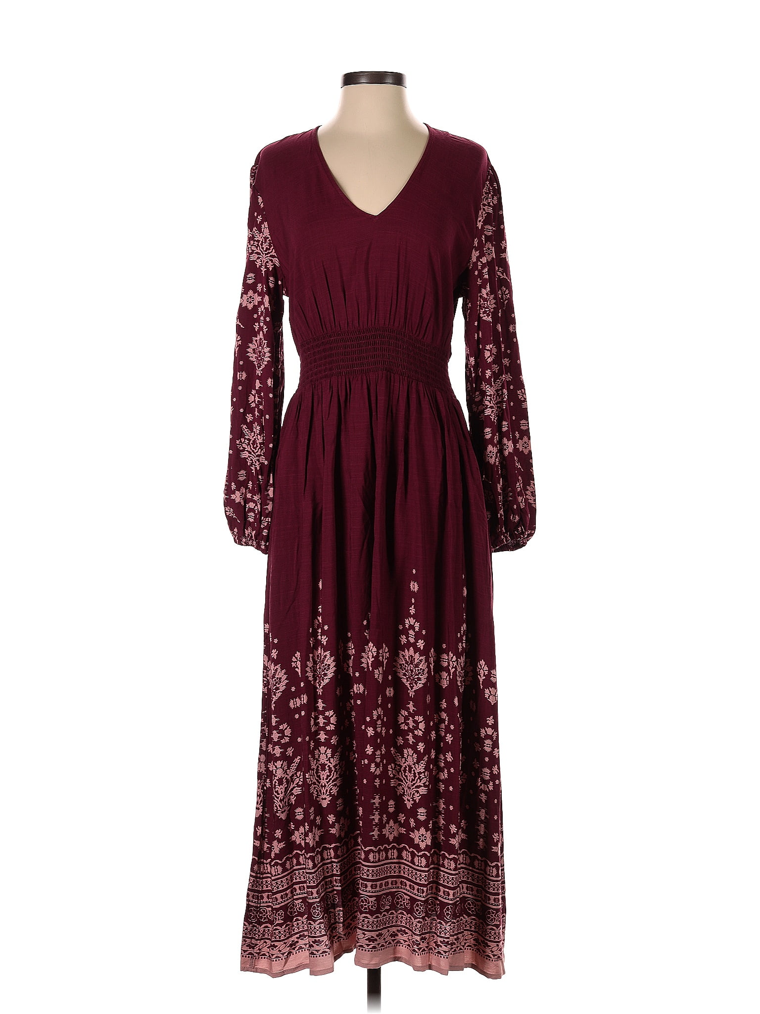 Knox Rose 100 Rayon Solid Maroon Burgundy Casual Dress Size S 32