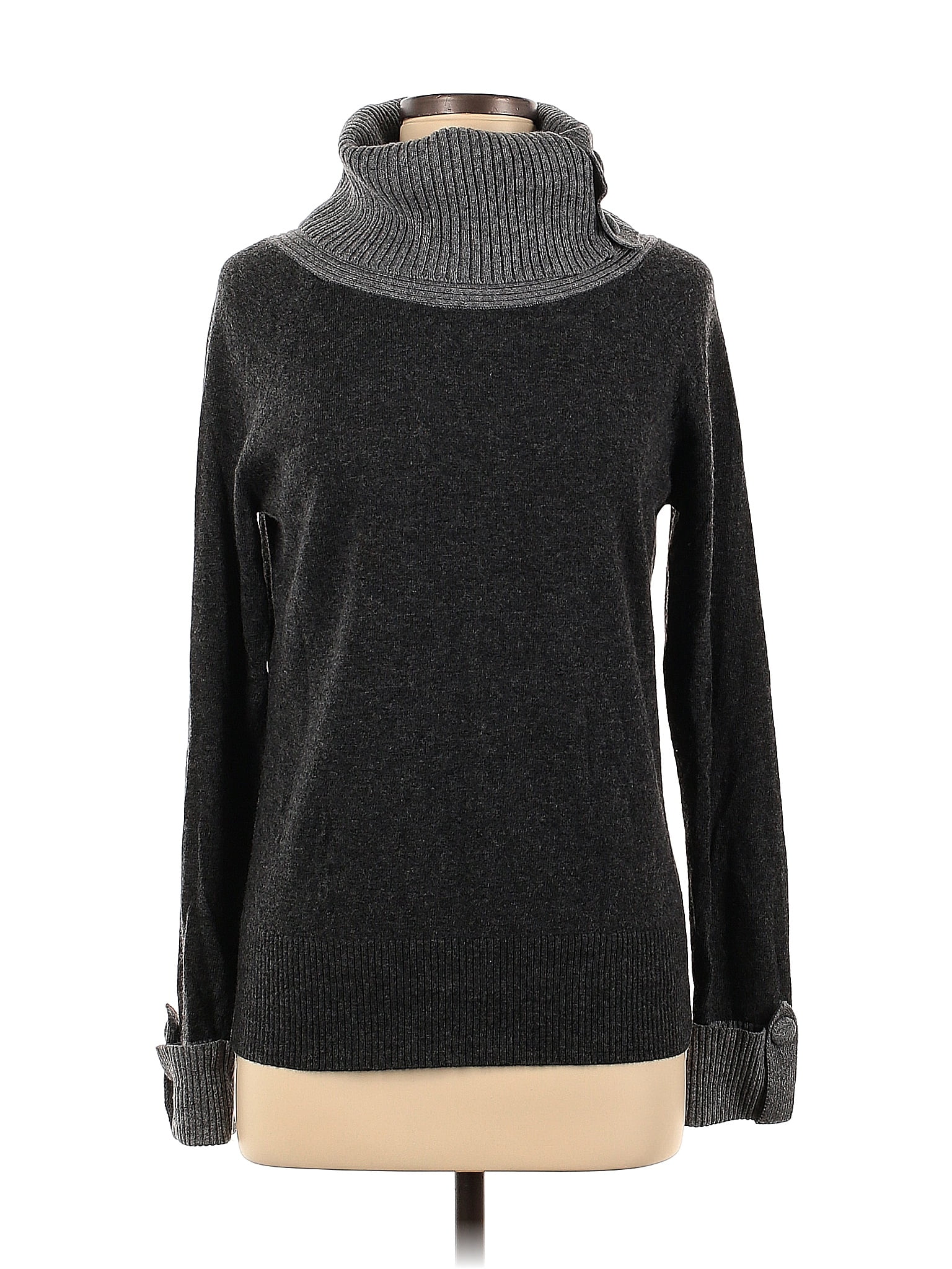 Banana Republic Color Block Solid Gray Turtleneck Sweater Size M