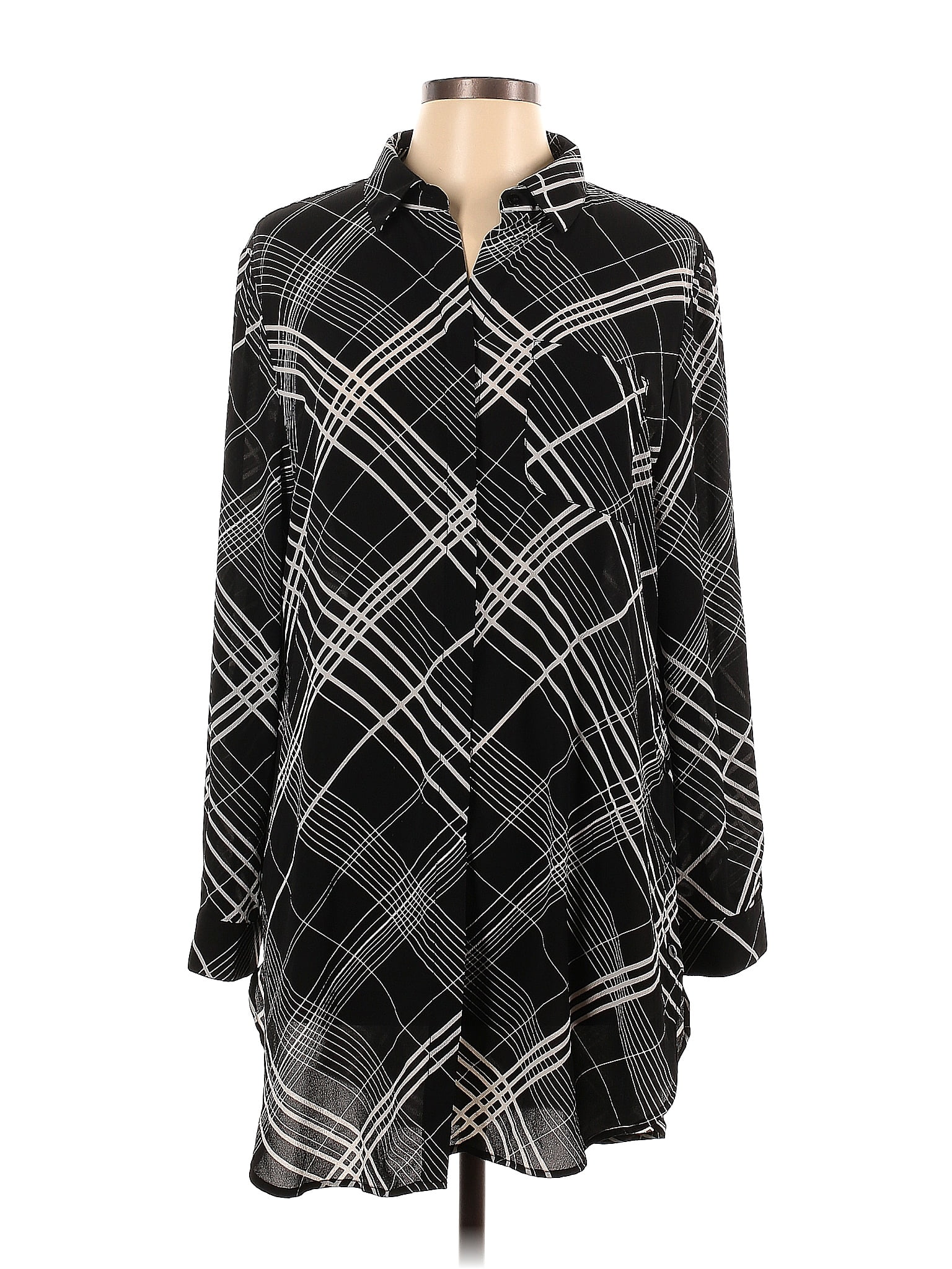 Chico S Plaid Black Long Sleeve Blouse Size Lg Off Thredup