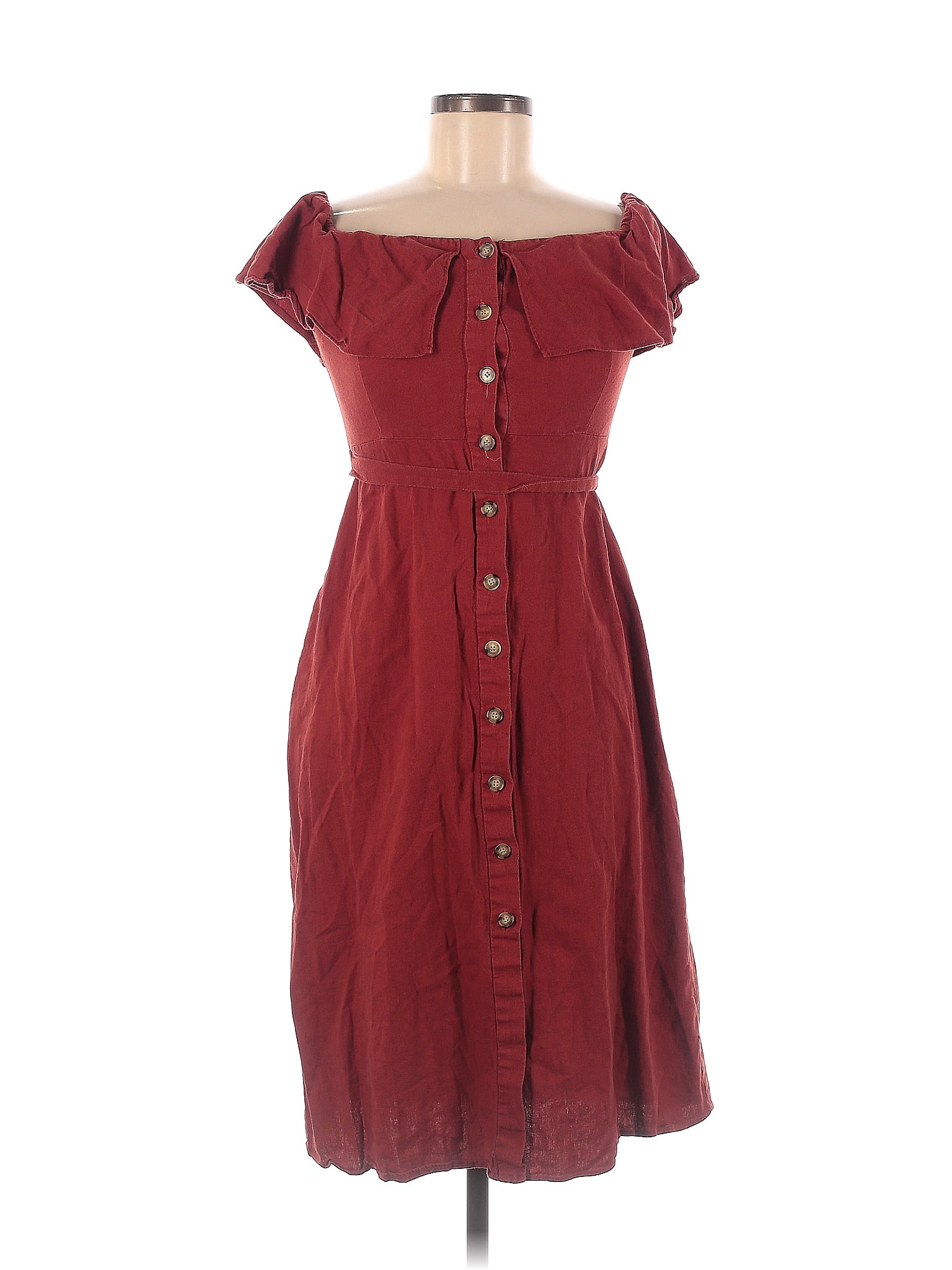 Zara Trf Solid Burgundy Casual Dress Size M Off Thredup