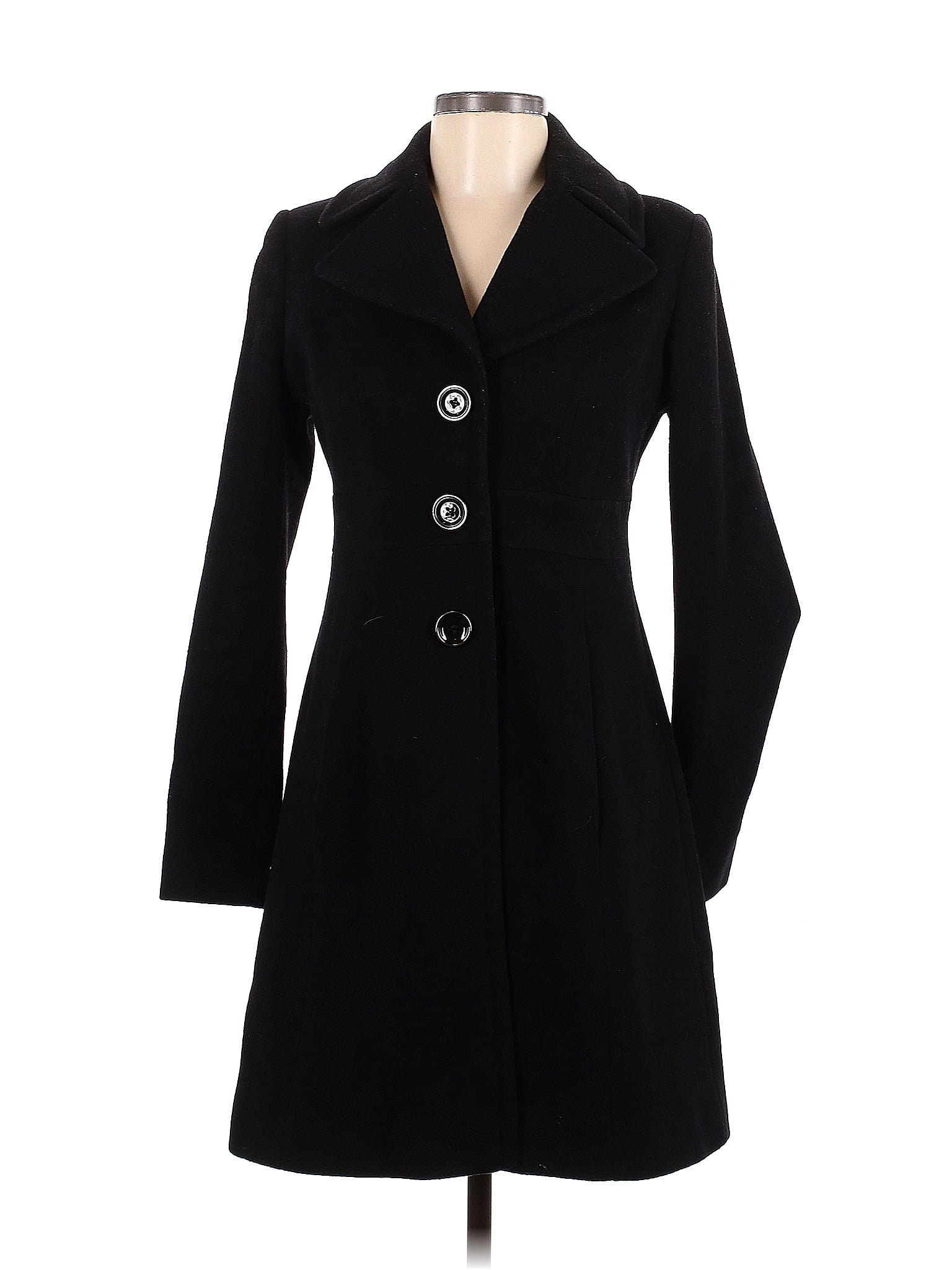 Via Spiga Solid Black Wool Coat Size 2 82 Off ThredUP