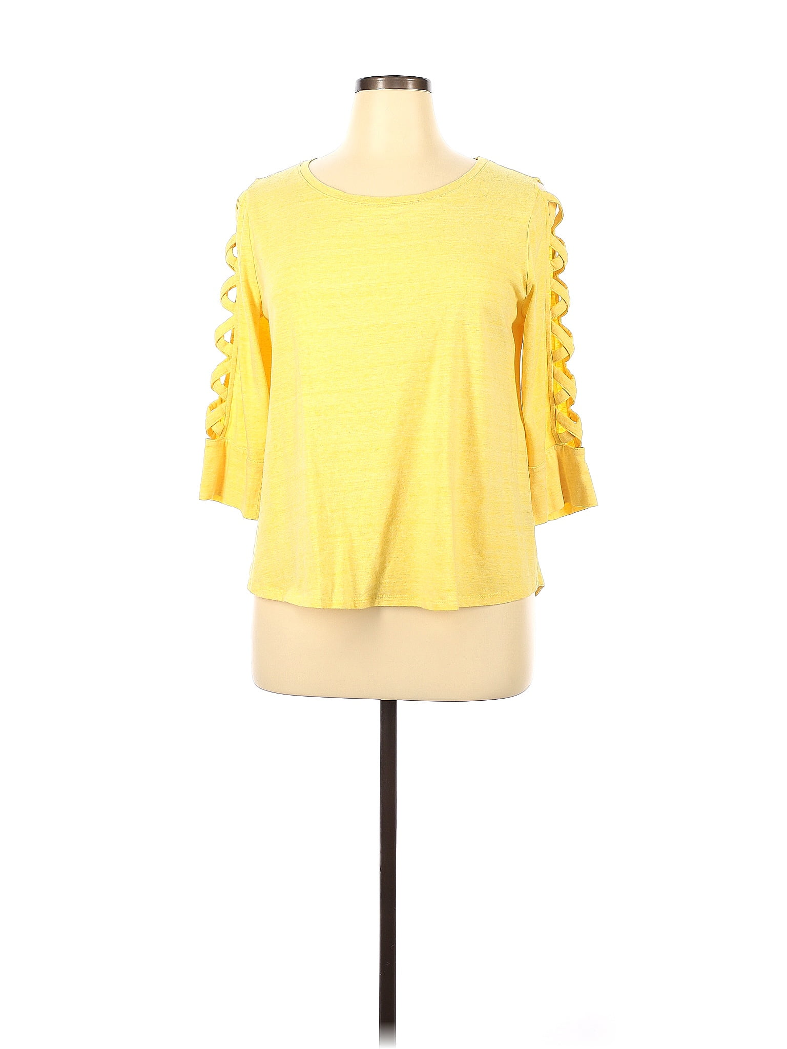 Jennifer Lopez Solid Yellow Long Sleeve Top Size XL 50 Off ThredUP