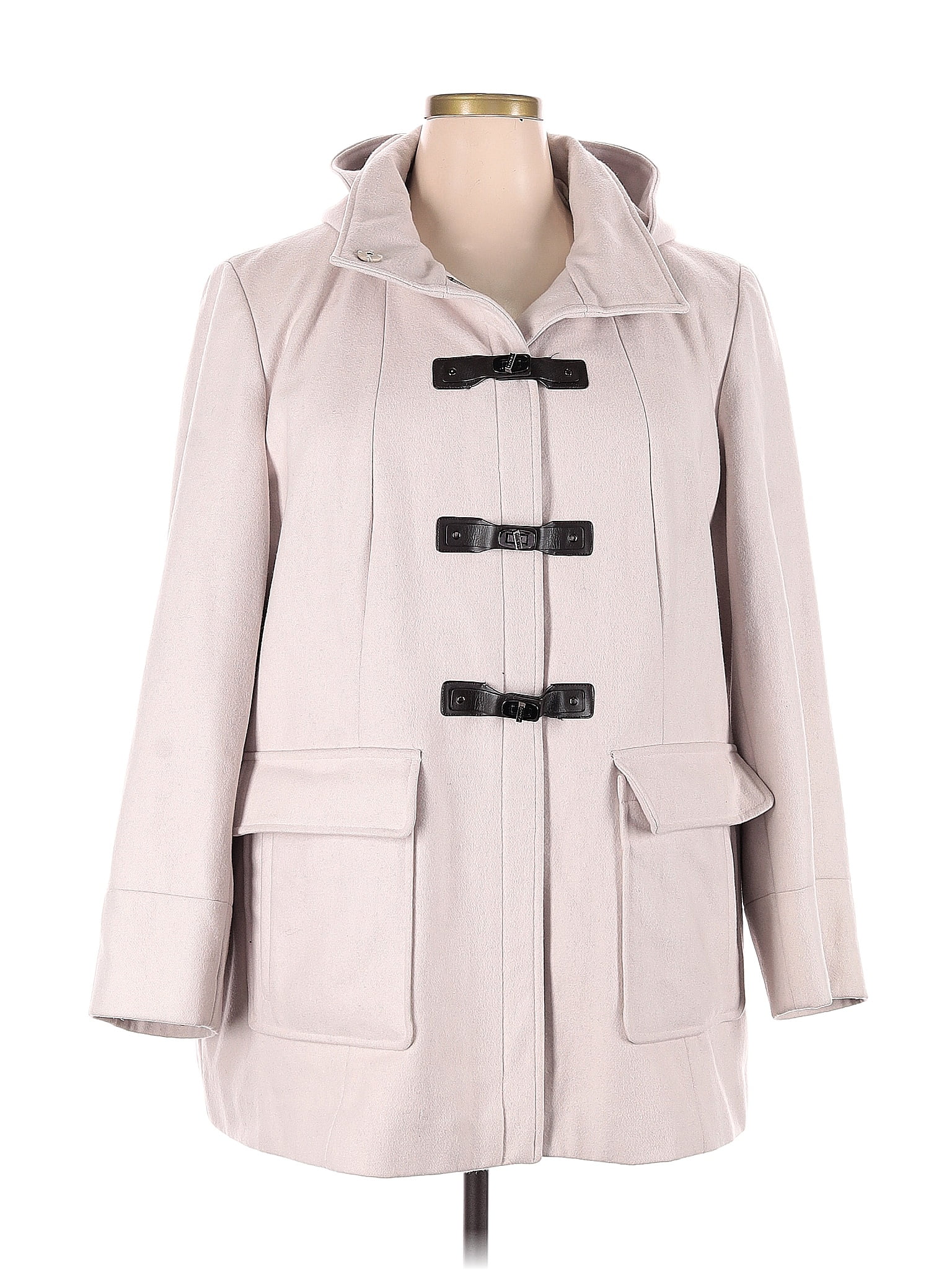 Calvin Klein Solid Ivory Wool Coat Size X Plus Off Thredup