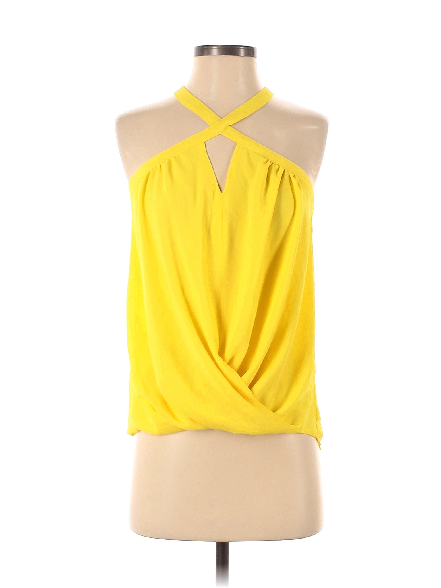 Naked Zebra Polyester Yellow Sleeveless Blouse Size S Off