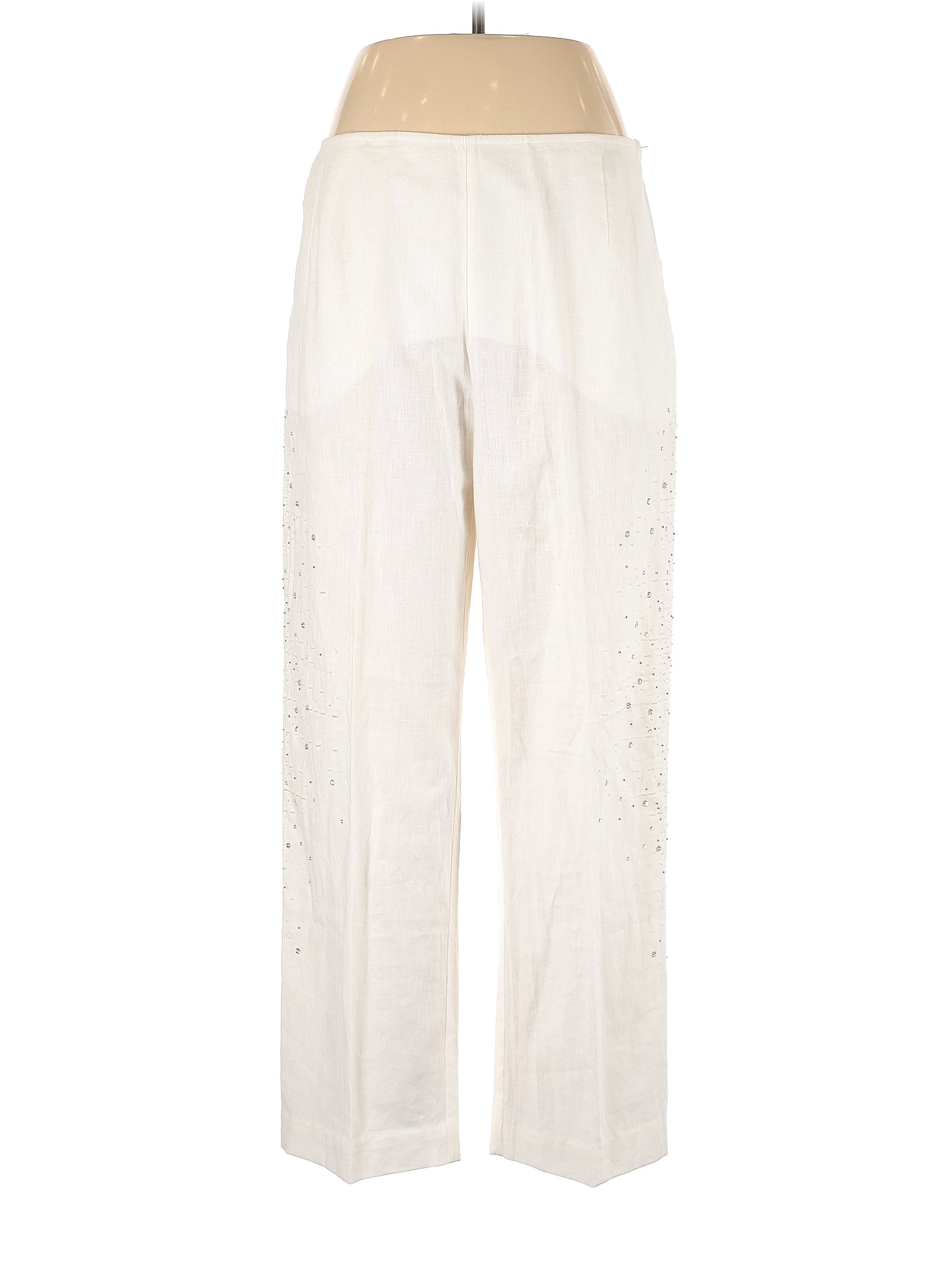 Marina Rinaldi Solid White Ivory Linen Pants Size 12 21 89 Off