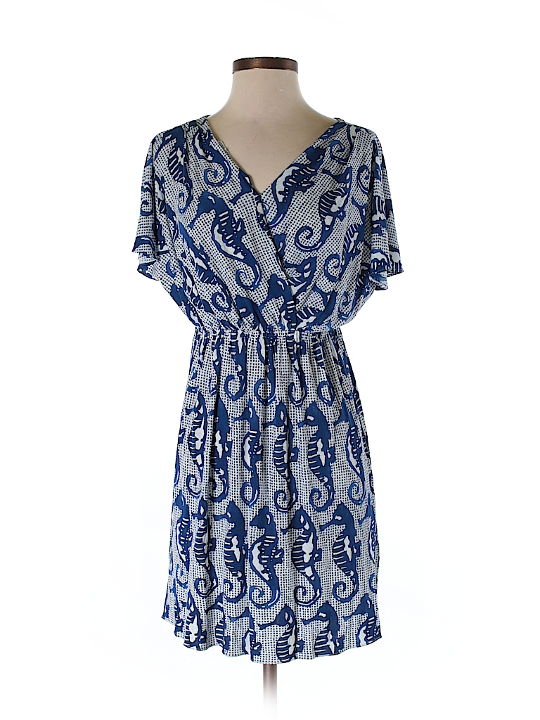 Moschino Cheap And Chic 100 Rayon Print Navy Blue Casual Dress Size S