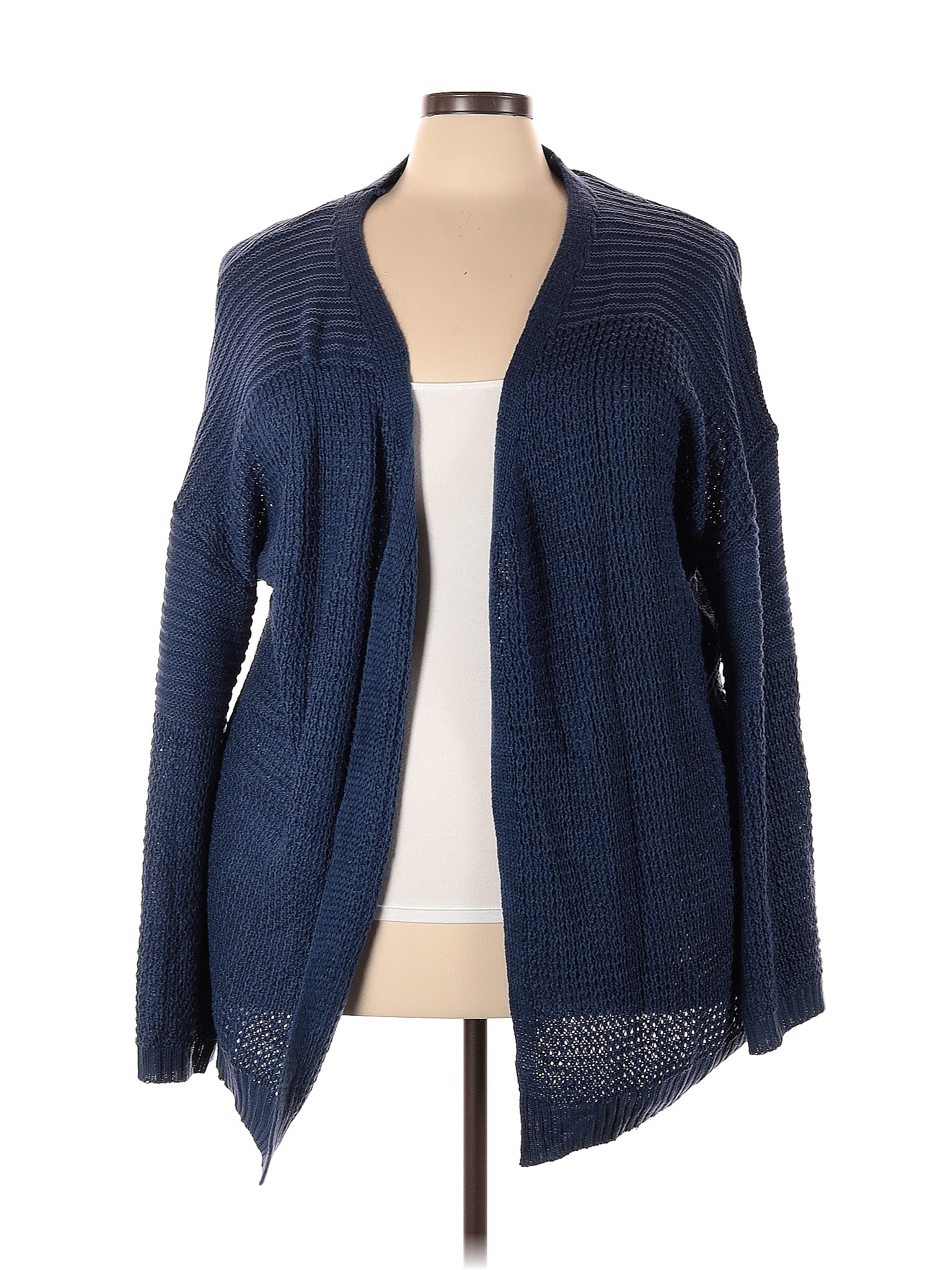 Shein 100 Acrylic Color Block Solid Navy Blue Cardigan Size 3X Plus