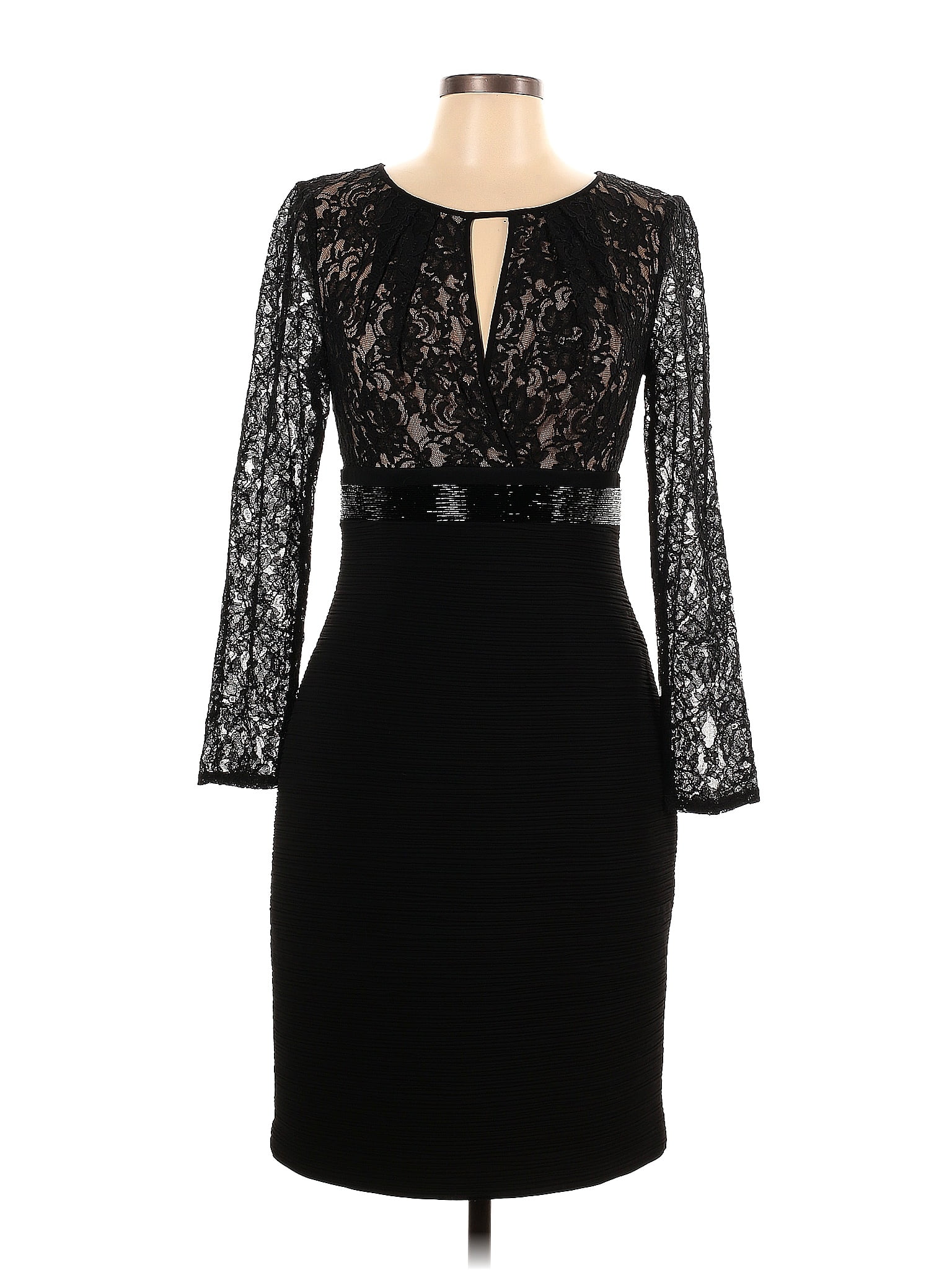 Carmen Marc Valvo Infusion Polyester Solid Black Cocktail Dress