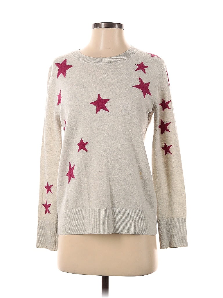 Banana Republic Color Block Stars Gray Silver Wool Pullover Sweater