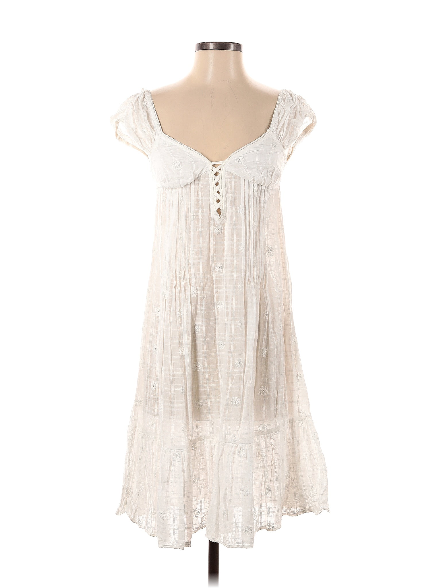 Anthropologie 100 Cotton Solid White Casual Dress Size XXS 63 Off