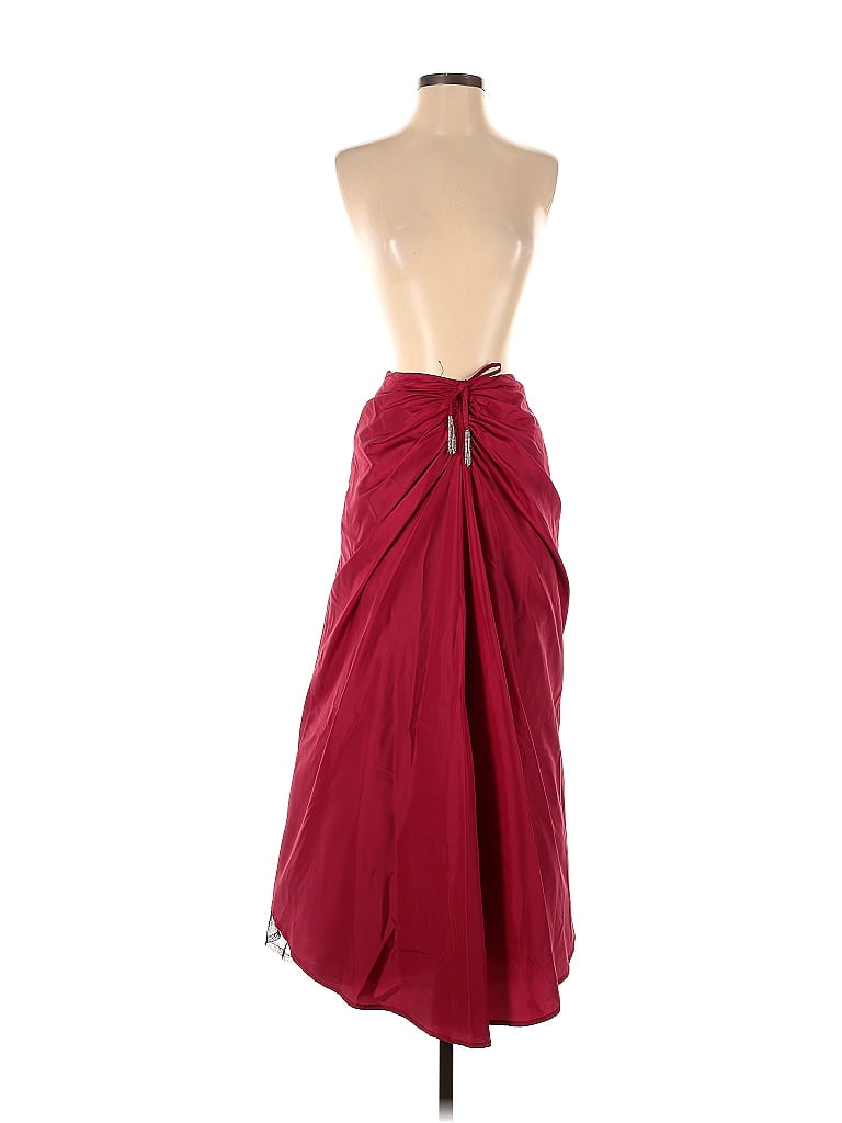 Yansi Fugel 100 Silk Solid Red Burgundy Silk Skirt Size 4 79 Off