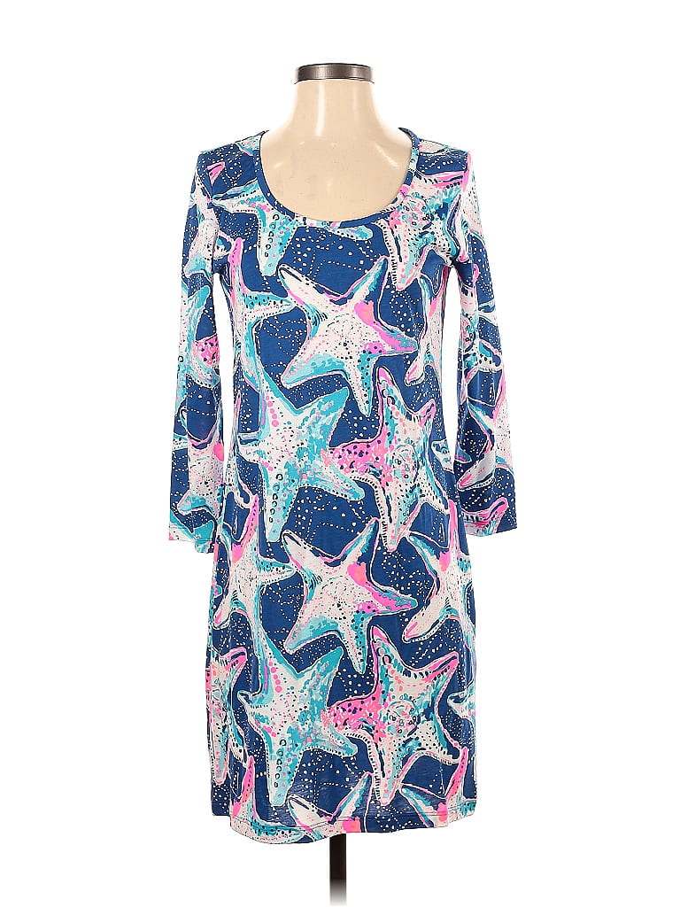 Lilly Pulitzer 100 Pima Cotton Multi Color Blue Casual Dress Size S