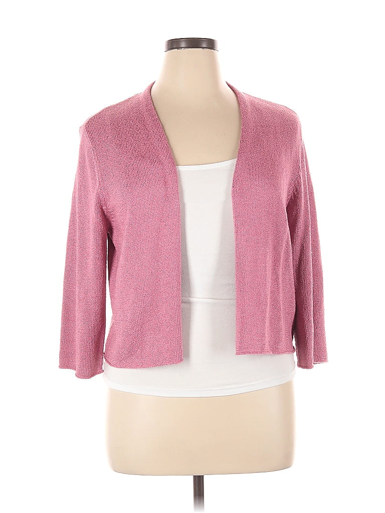 Eileen Fisher Color Block Solid Pink Cardigan Size XL 77 Off ThredUp