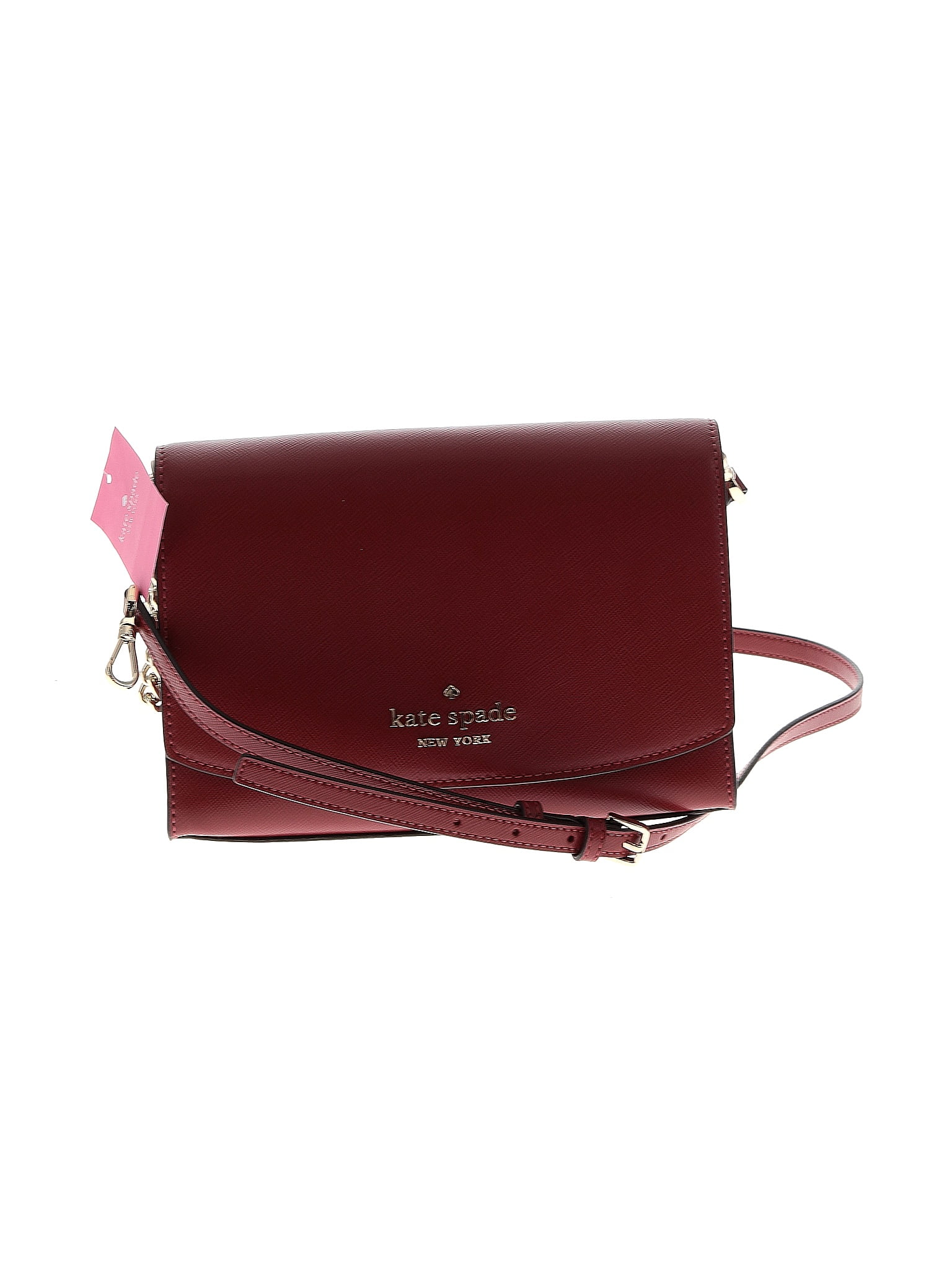 Kate Spade New York Graphic Solid Maroon Burgundy Leather Crossbody Bag