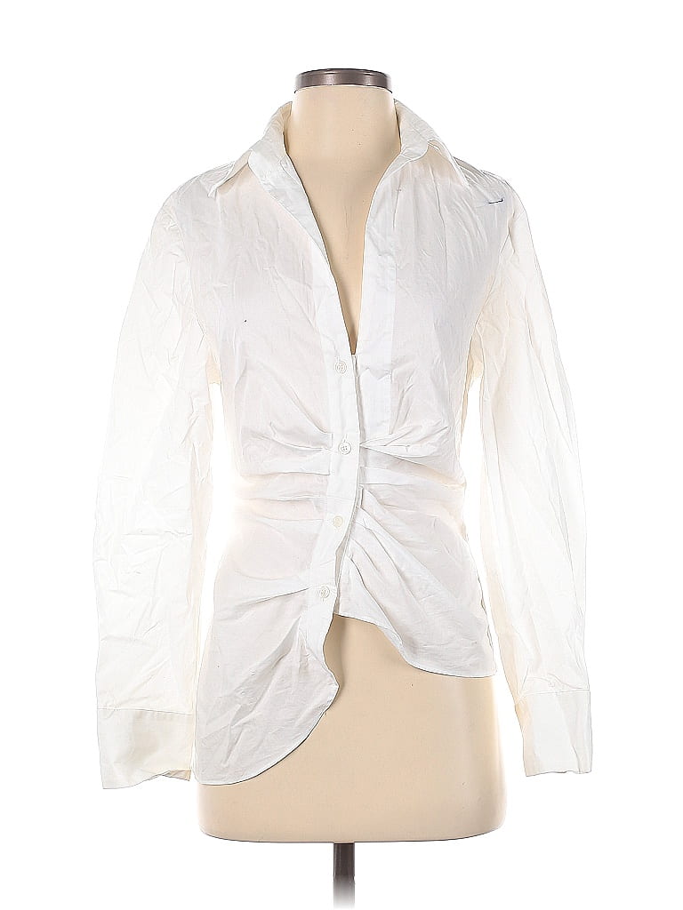 Zara 100 Cotton Solid White Long Sleeve Button Down Shirt Size XS 45