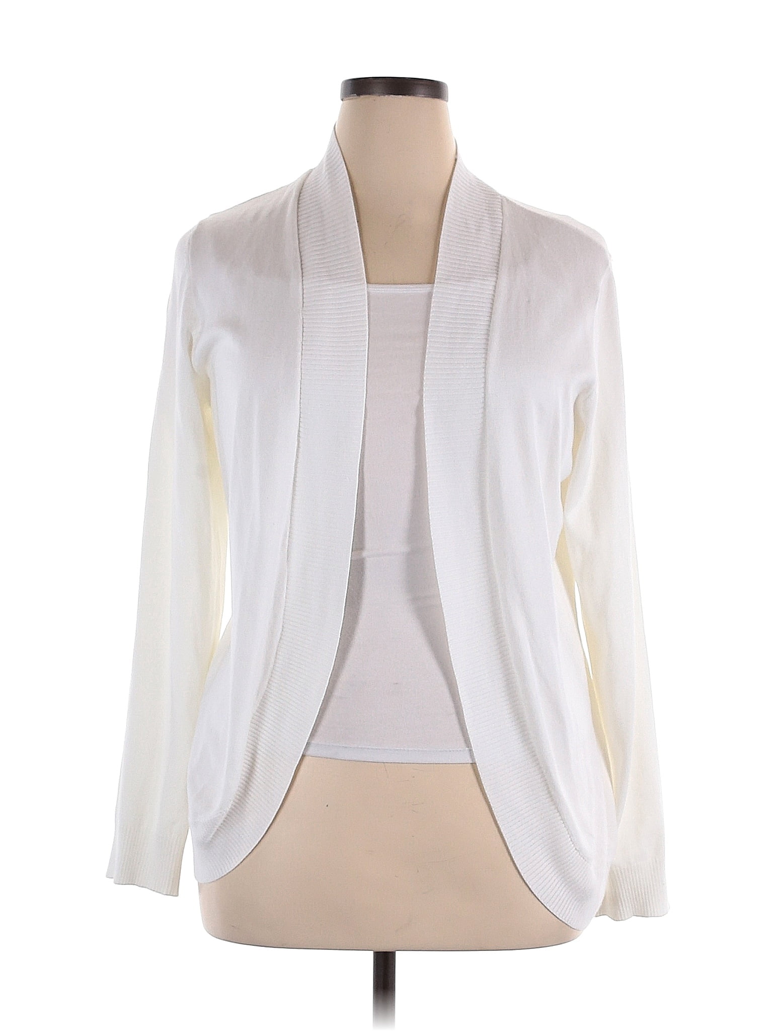 Th Madison Color Block Solid White Tan Cardigan Size Xl Off