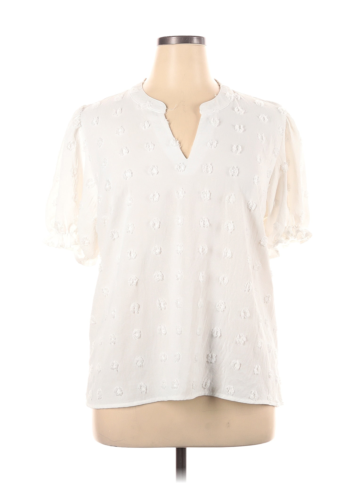 Assorted Brands Polyester Polka Dots White Ivory Short Sleeve