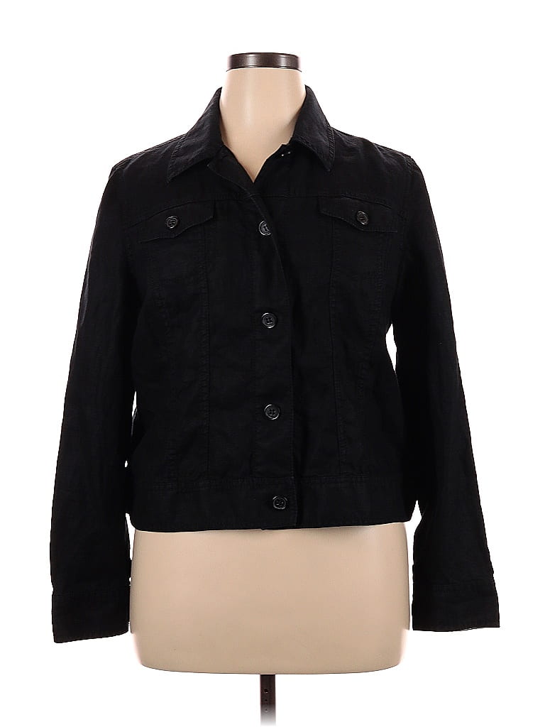 Liz Claiborne 100 Linen Solid Black Jacket Size XL 65 Off ThredUp