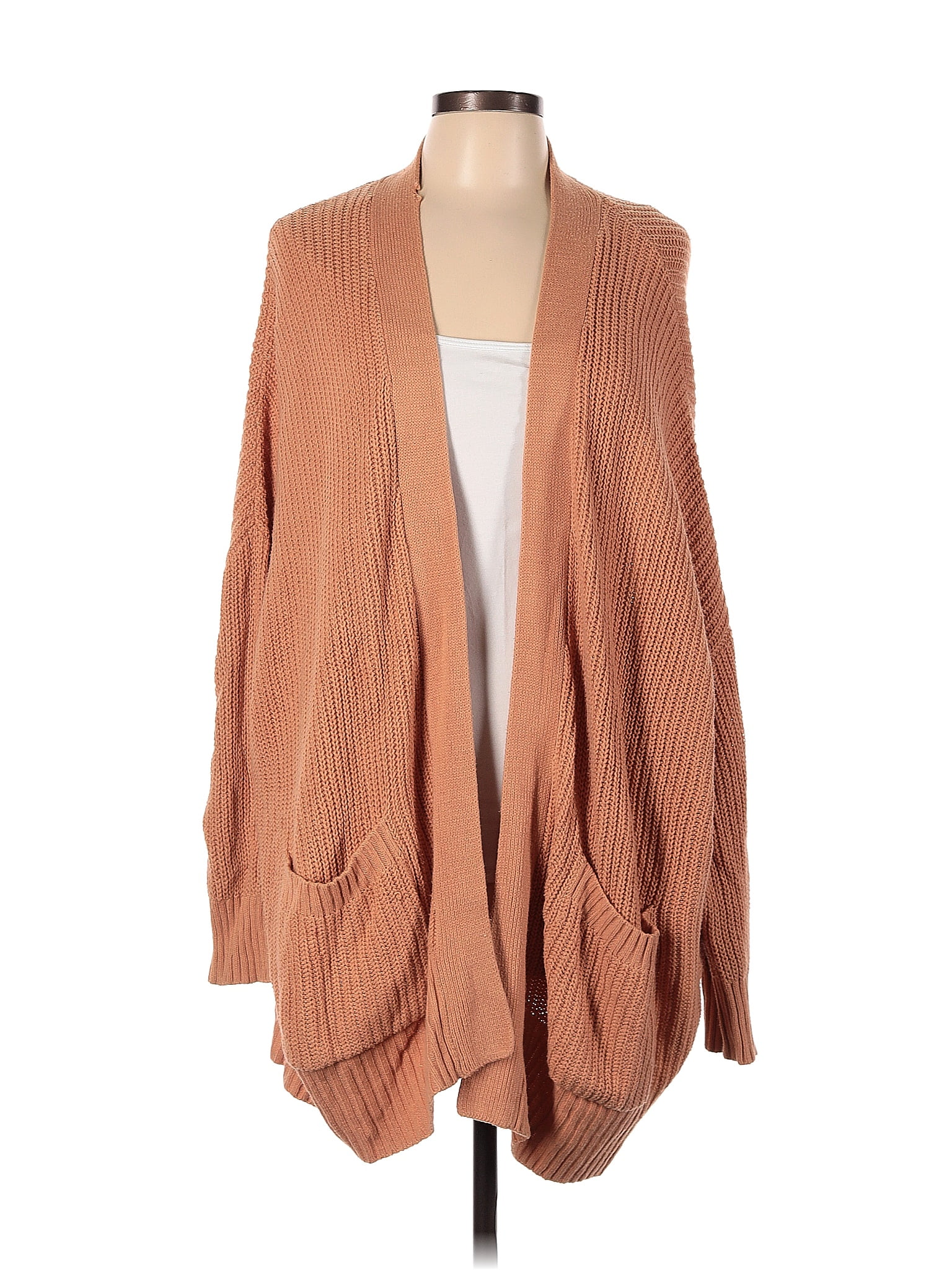 Bdg Color Block Solid Tan Cardigan Size L Off Thredup