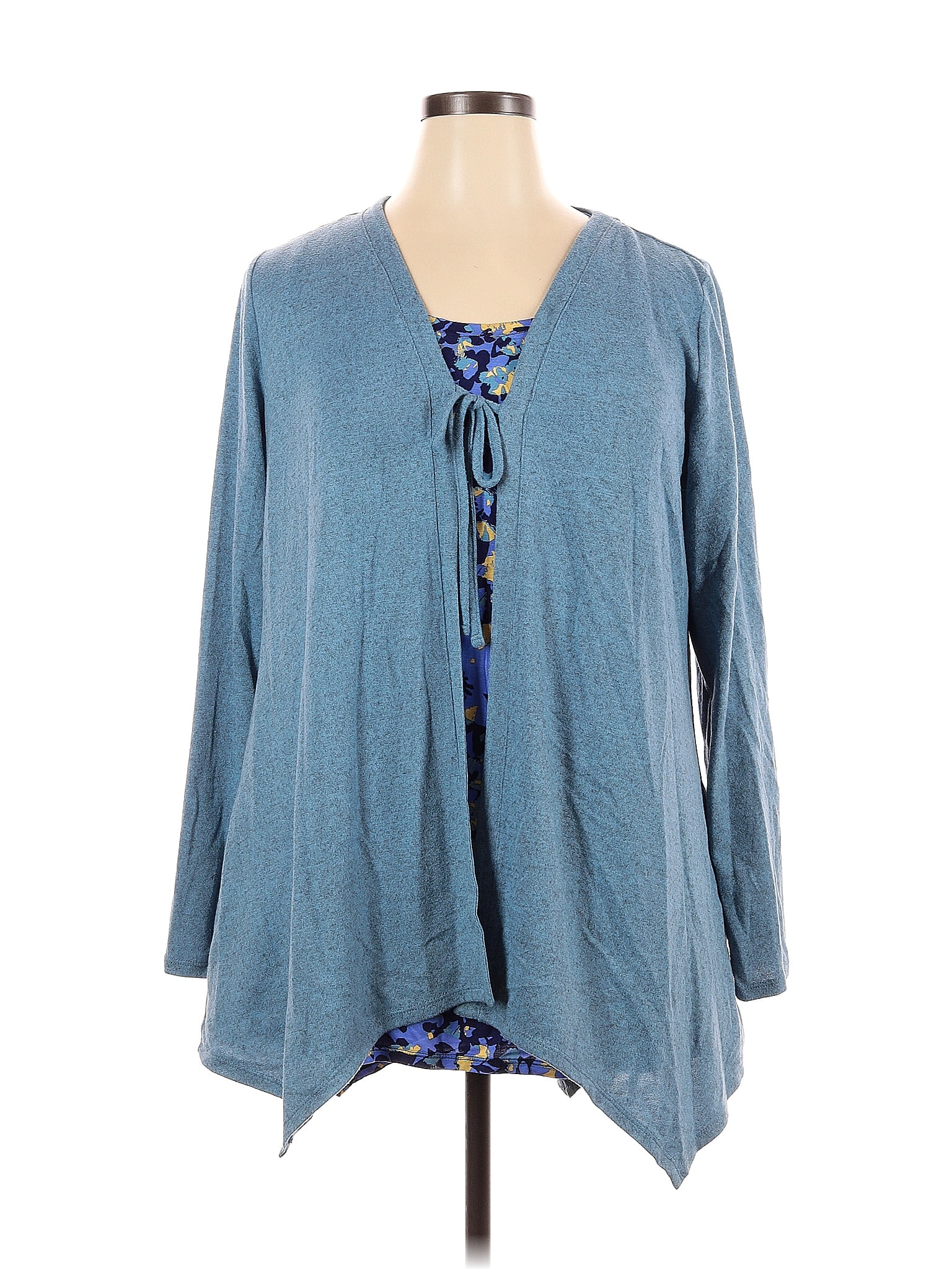 LOGO By Lori Goldstein Marled Blue Cardigan Size XL 72 Off ThredUp