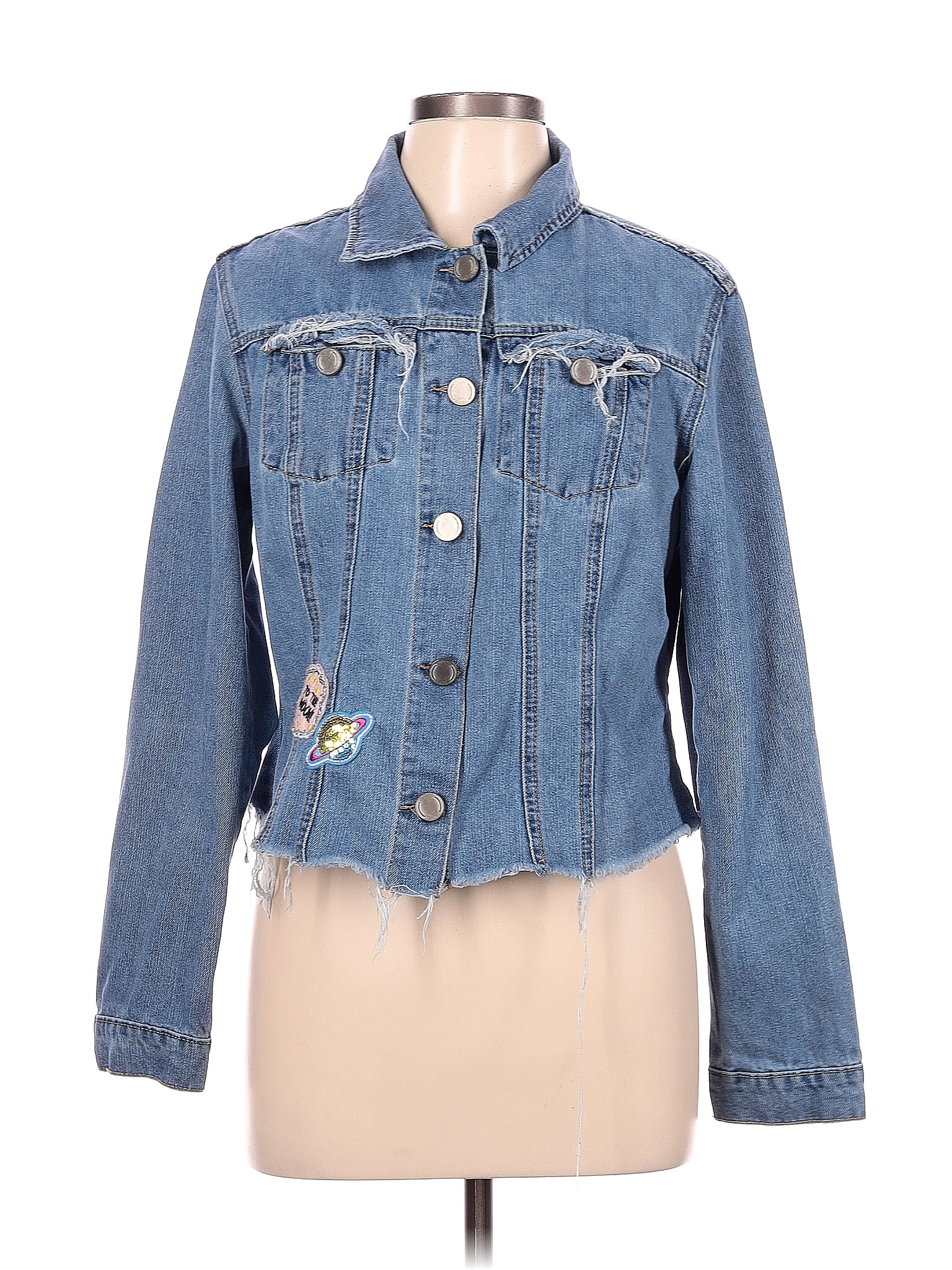 Ashley Stewart 100 Cotton Blue Denim Jacket Size 12 Plus 73 Off