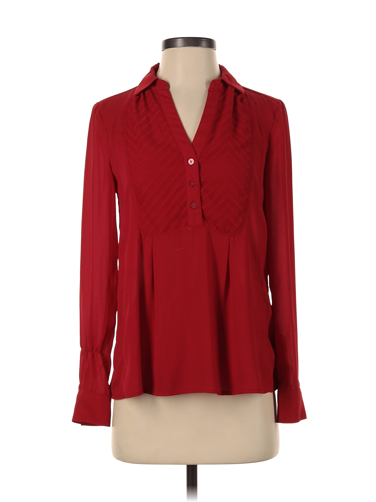 Maeve 100 Polyester Red Long Sleeve Blouse Size 0 78 Off ThredUp