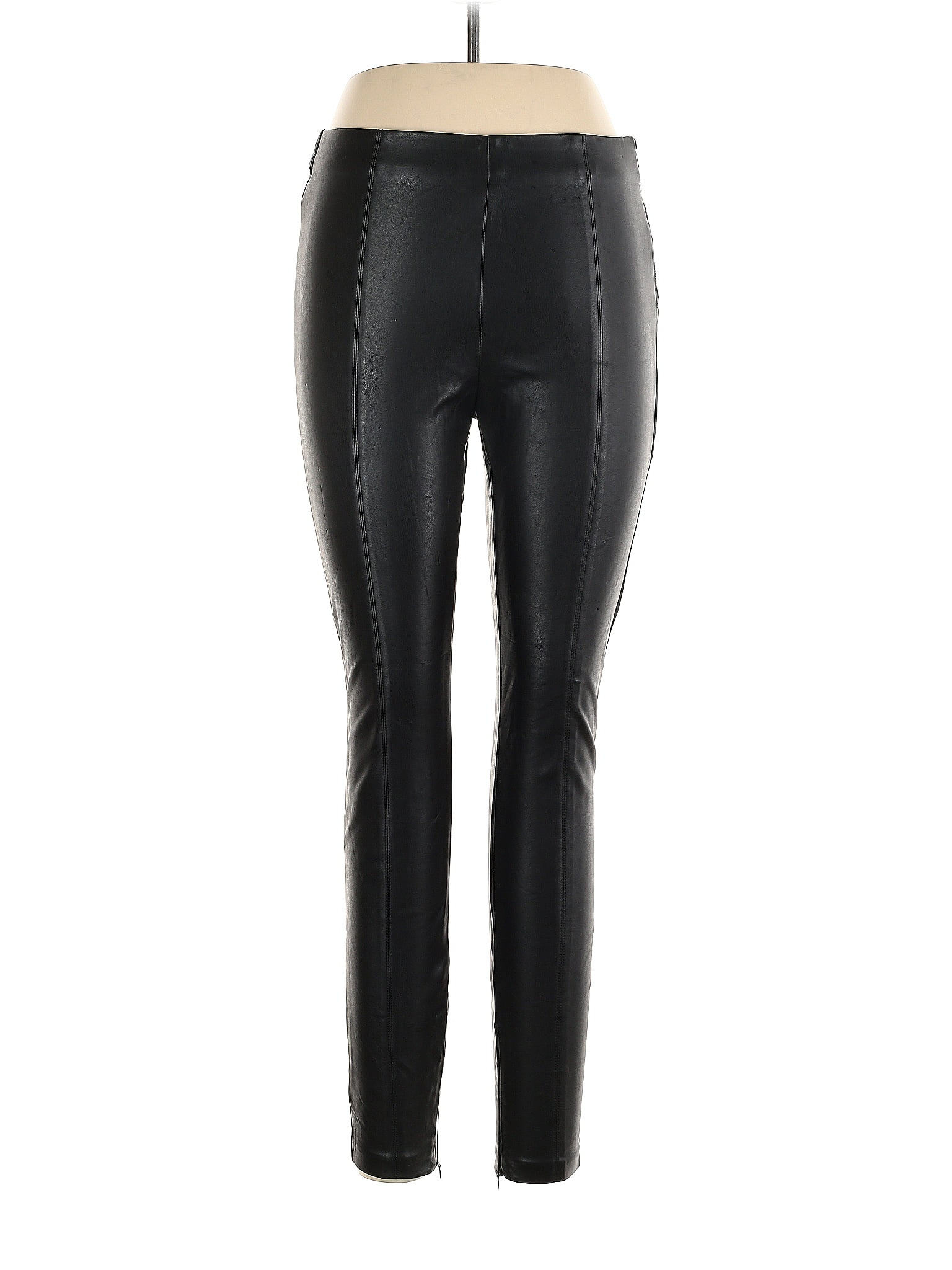 Trafaluc By Zara 100 Polyurethane Solid Black Faux Leather Pants Size