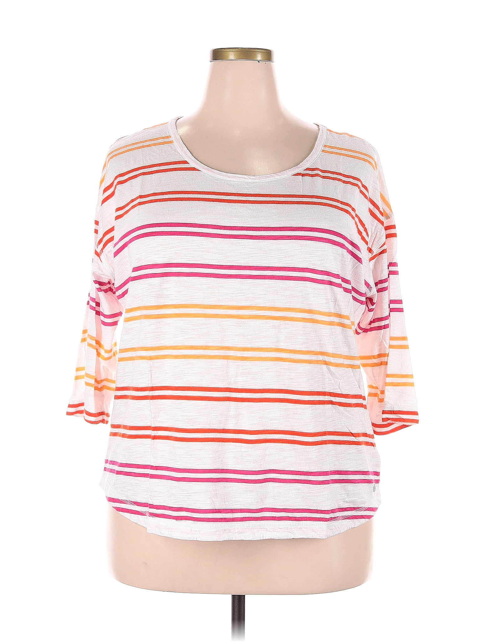 T By Talbots Stripes White Long Sleeve T Shirt Size X Plus Off