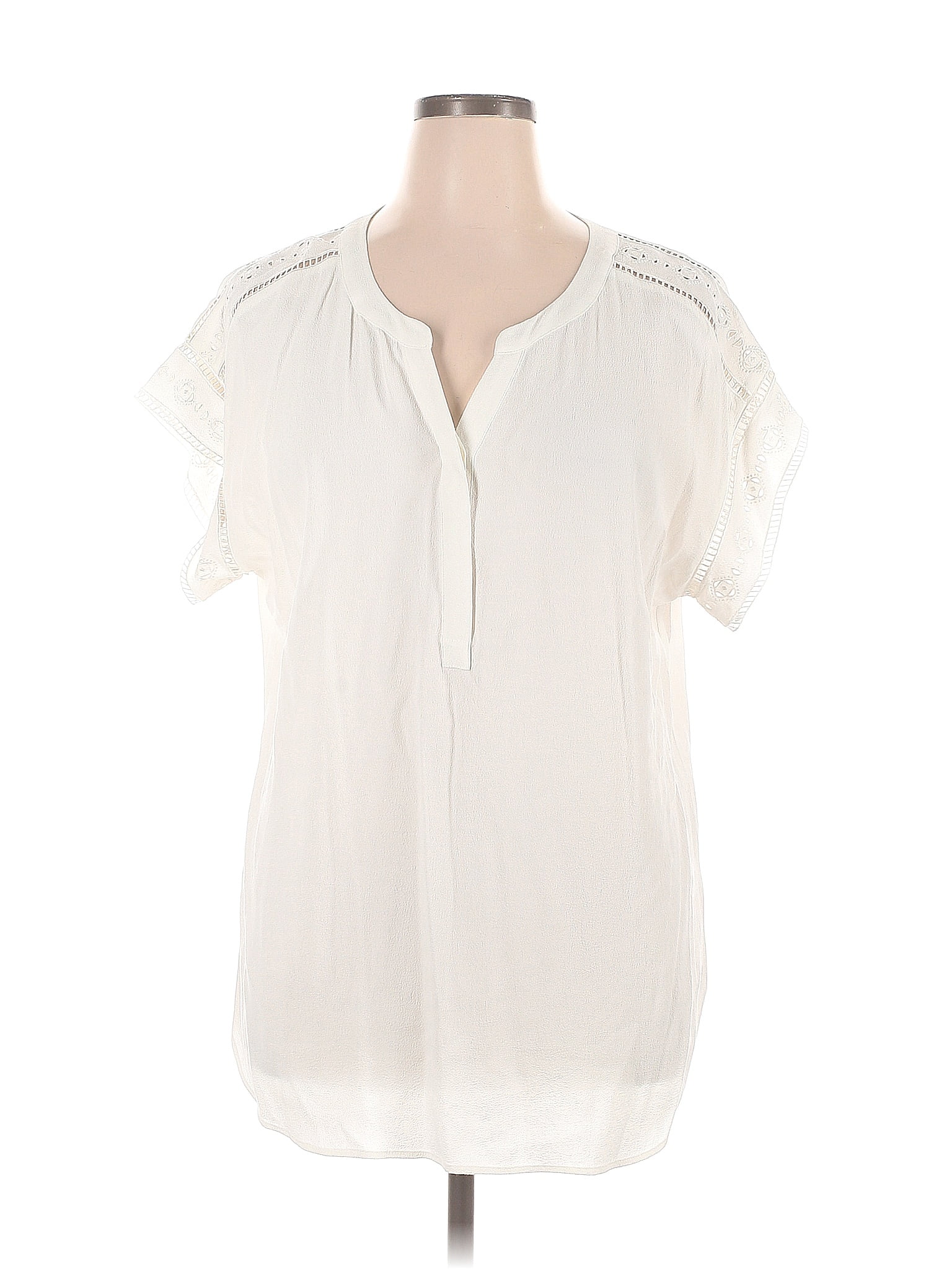 Talbots Rayon Ivory Short Sleeve Blouse Size X Plus Off