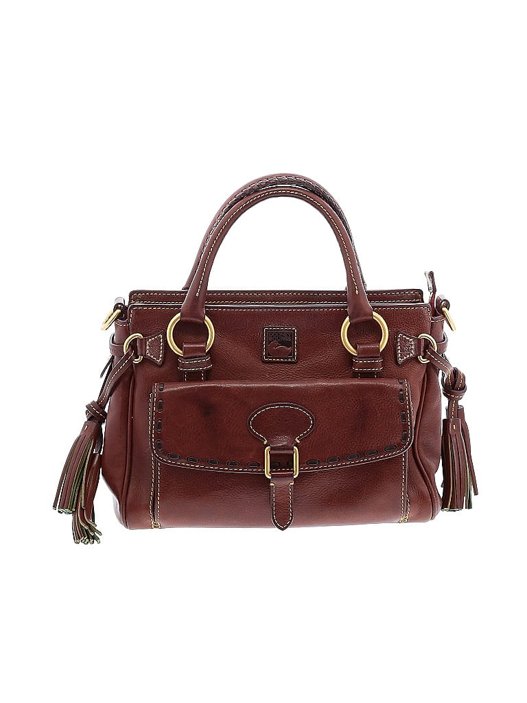 Dooney Bourke 100 Leather Solid Brown Burgundy Leather Satchel One