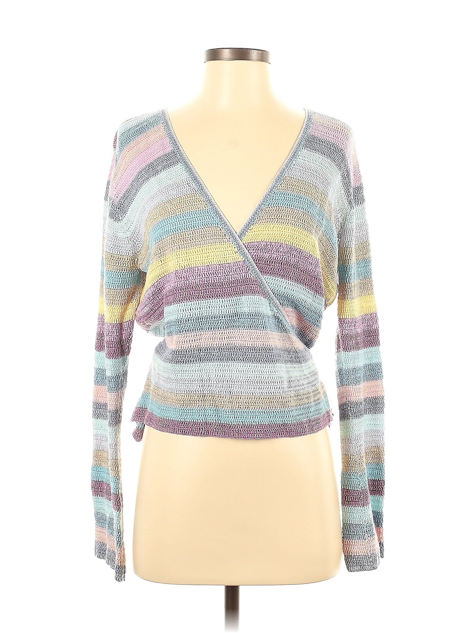 J Jill Color Block Stripes Gray Pullover Sweater Size XS 71 Off