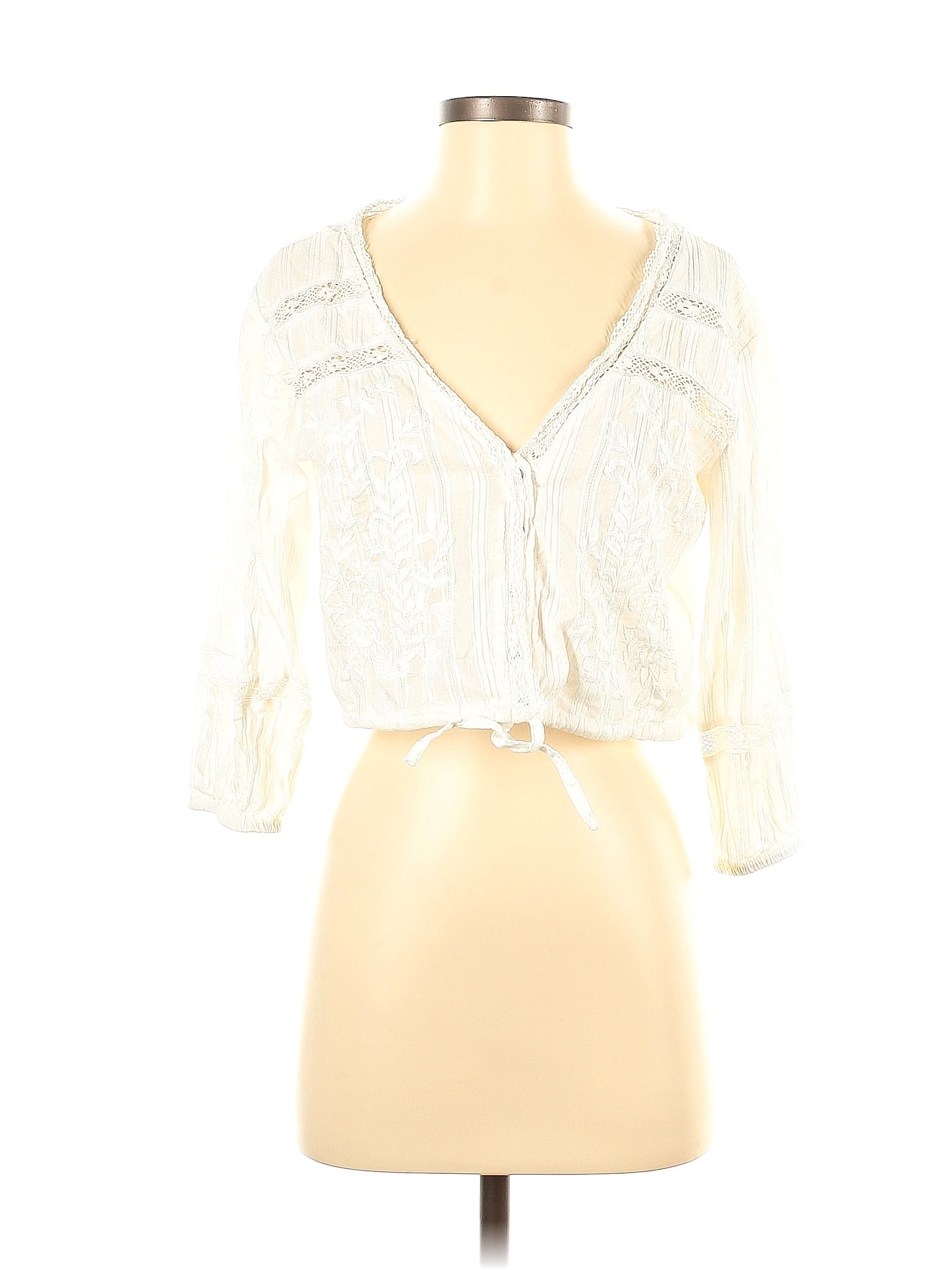 Free People Paisley White Ivory Long Sleeve Blouse Size XS 67 Off